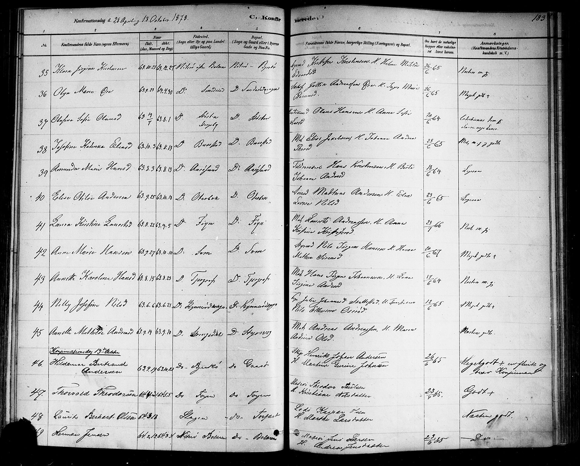 Nøtterøy kirkebøker, AV/SAKO-A-354/F/Fa/L0008: Ministerialbok nr. I 8, 1878-1893, s. 183