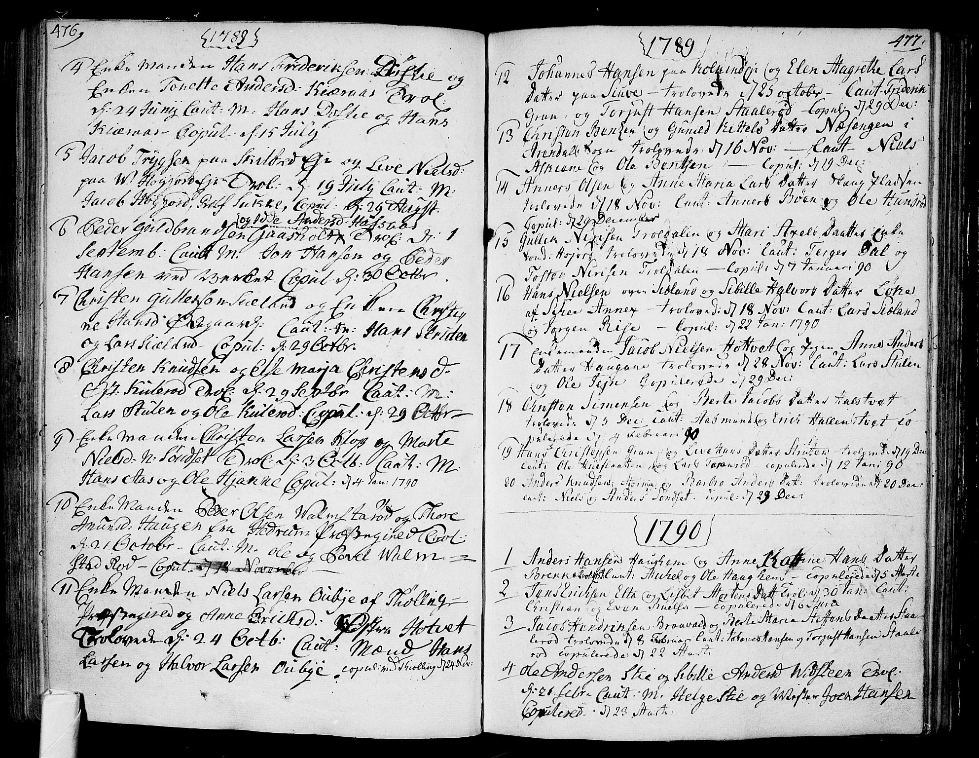 Andebu kirkebøker, AV/SAKO-A-336/F/Fa/L0002: Ministerialbok nr. I 2, 1733-1802, s. 476-477