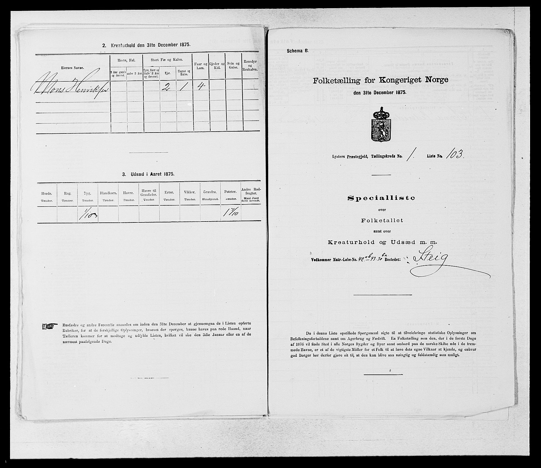 SAB, Folketelling 1875 for 1426P Luster prestegjeld, 1875, s. 236