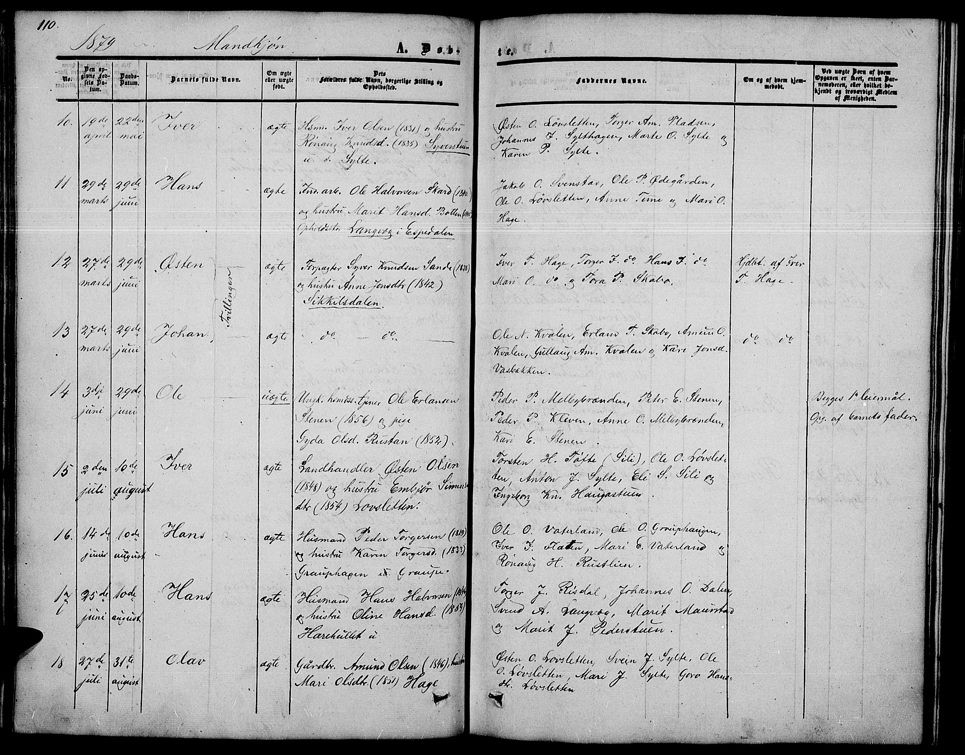 Nord-Fron prestekontor, AV/SAH-PREST-080/H/Ha/Hab/L0002: Klokkerbok nr. 2, 1851-1883, s. 110