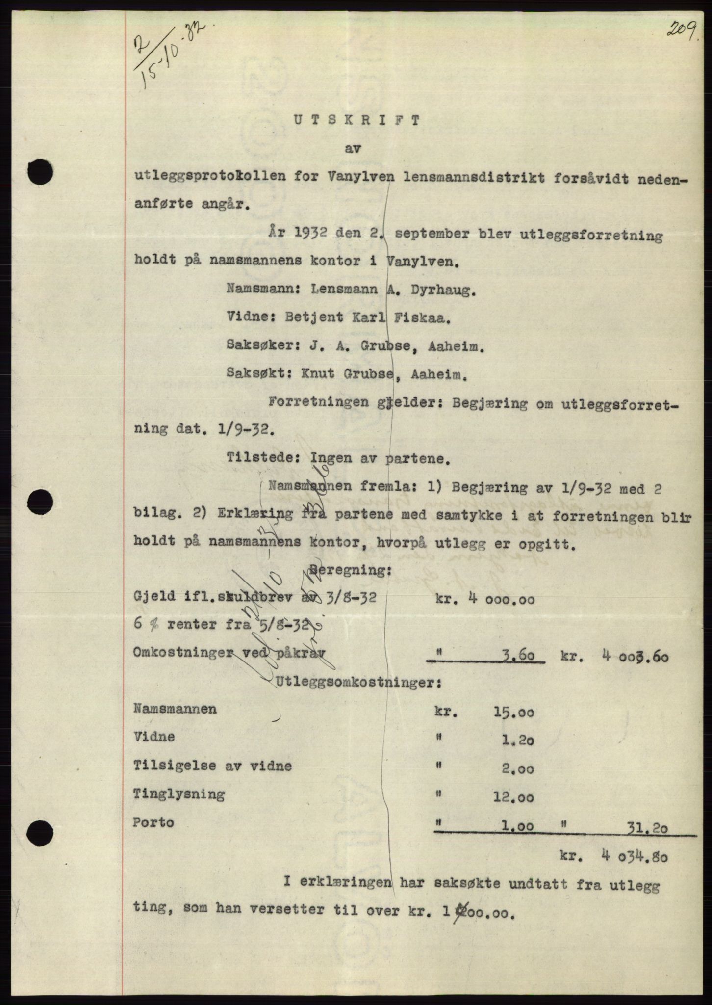 Søre Sunnmøre sorenskriveri, SAT/A-4122/1/2/2C/L0054: Pantebok nr. 48, 1932-1933, Tingl.dato: 15.10.1932