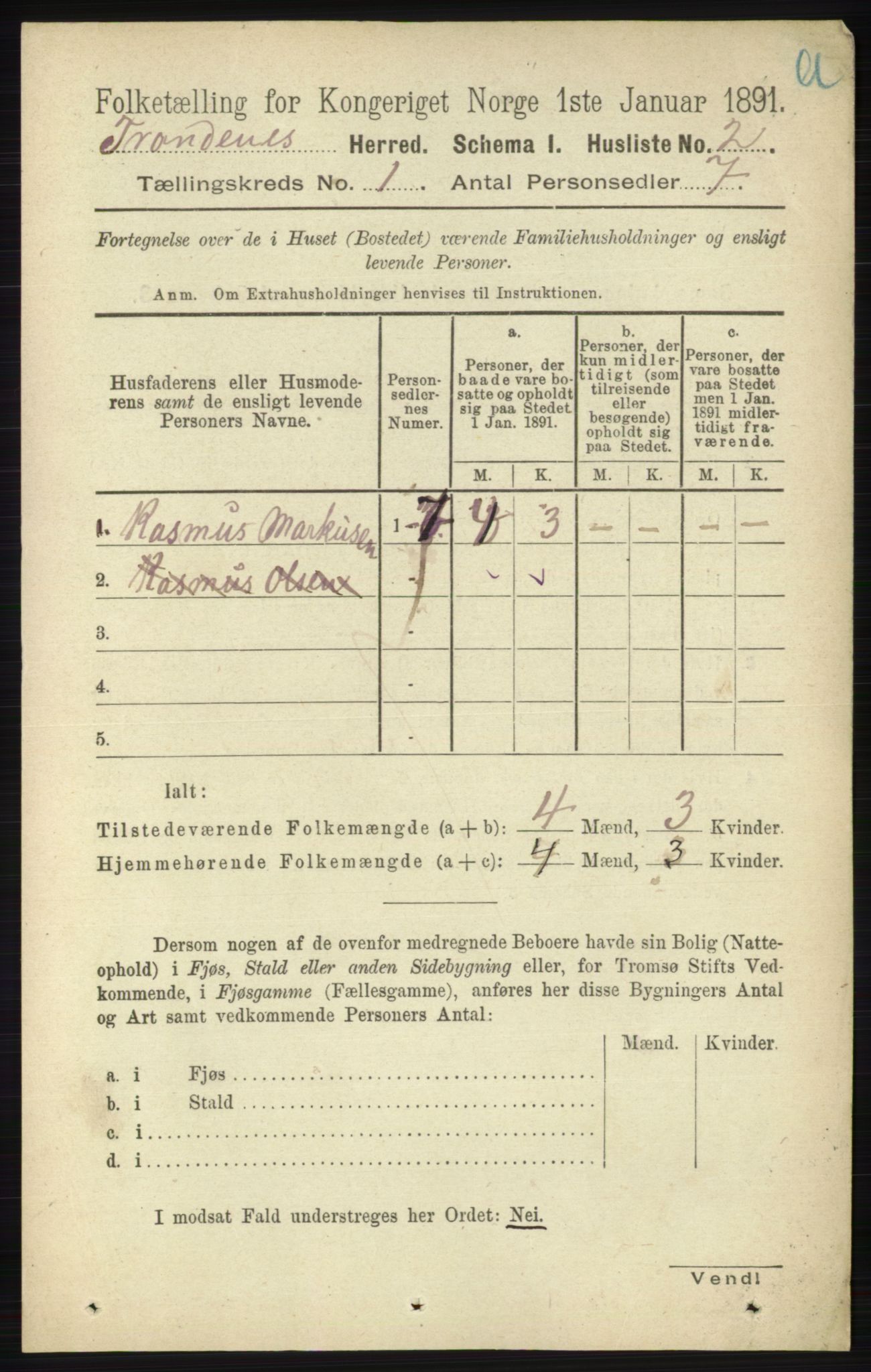 RA, Folketelling 1891 for 1914 Trondenes herred, 1891, s. 41