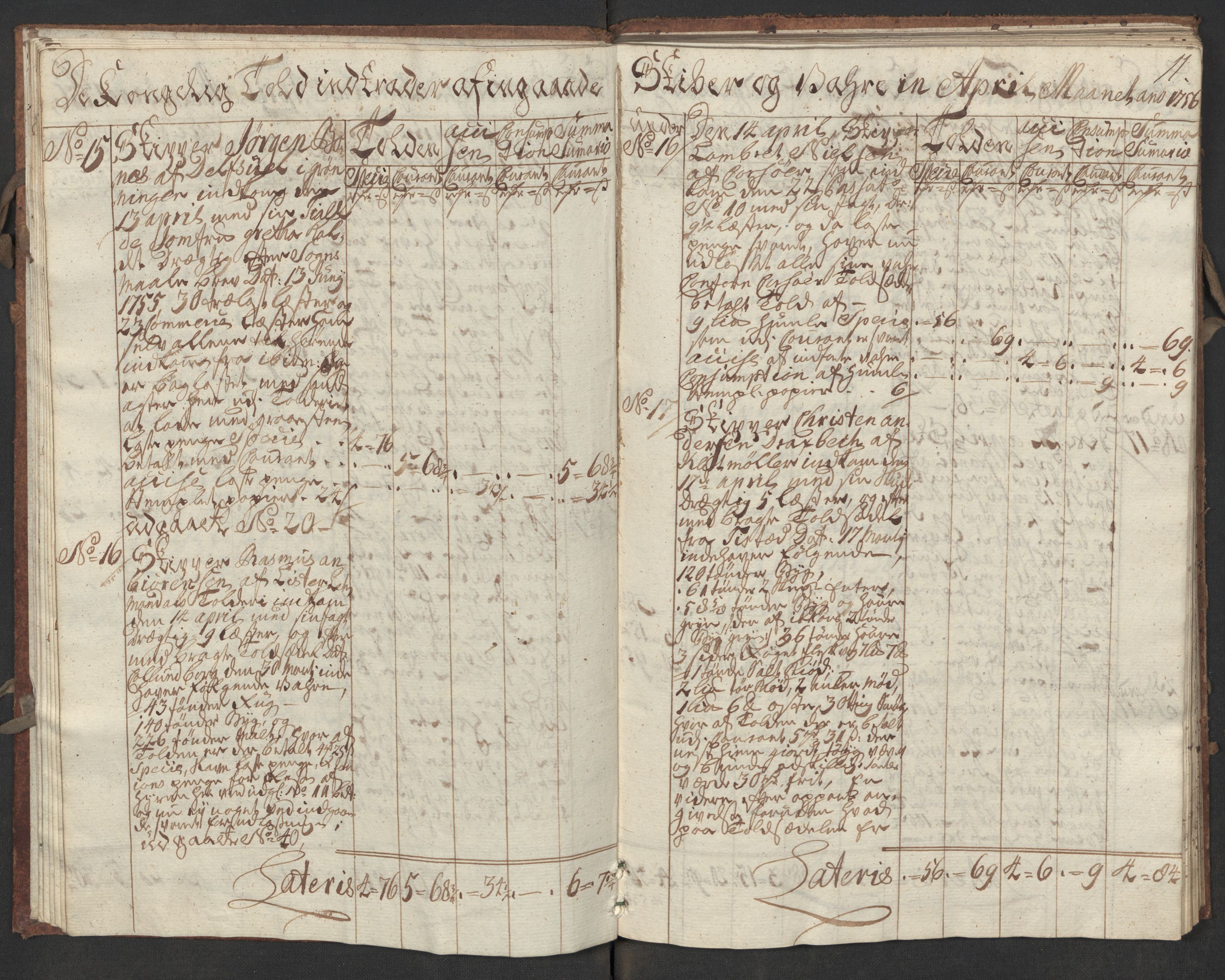 Generaltollkammeret, tollregnskaper, AV/RA-EA-5490/R17/L0017/0001: Tollregnskaper Mandal / Inngående kontratollbok, 1756, s. 10b-11a