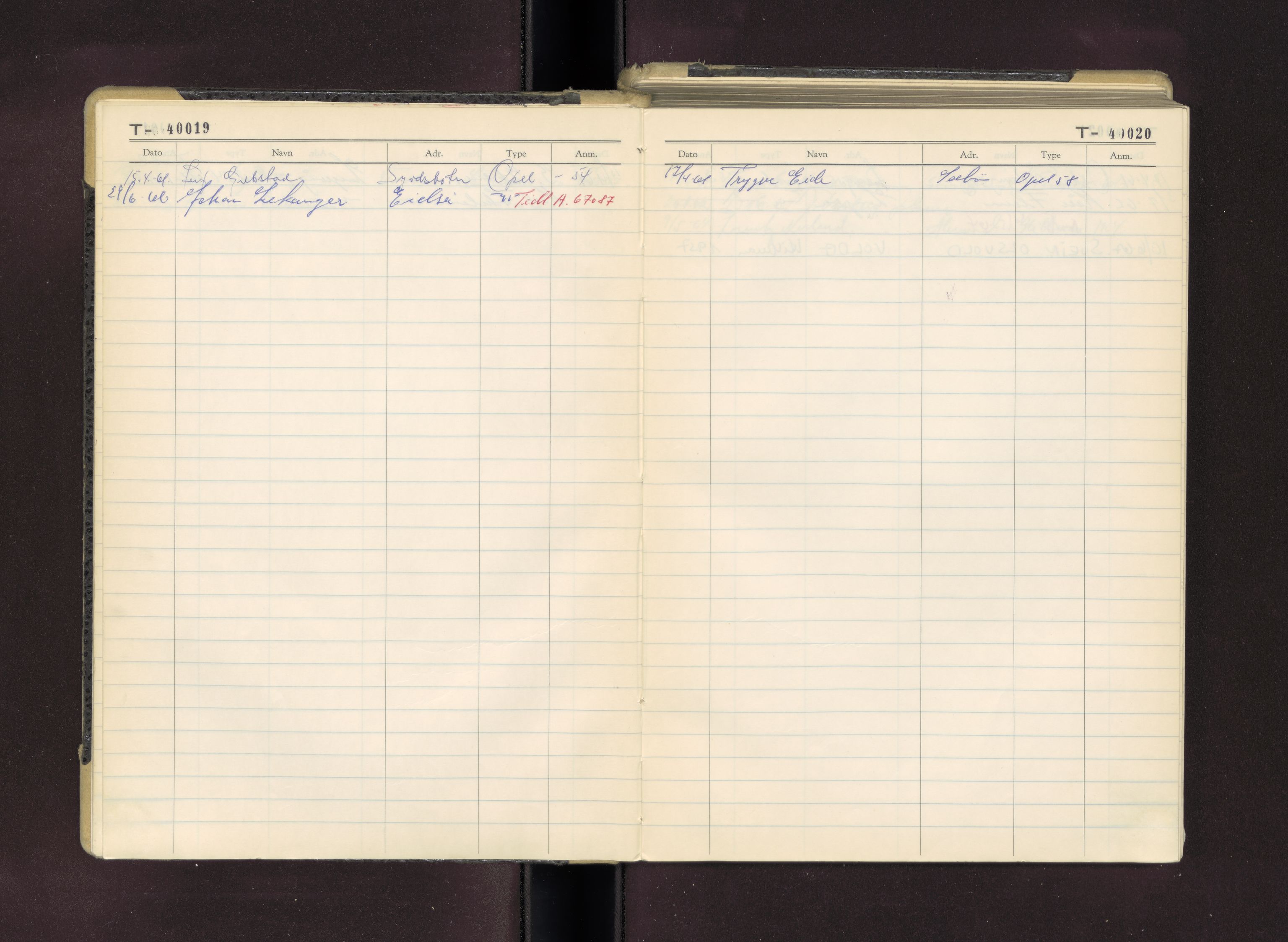 Møre og Romsdal vegkontor - Ålesund trafikkstasjon, AV/SAT-A-4099/F/Fc/L0033: Bilregister; T 40000 - T 40499, 1960-1970