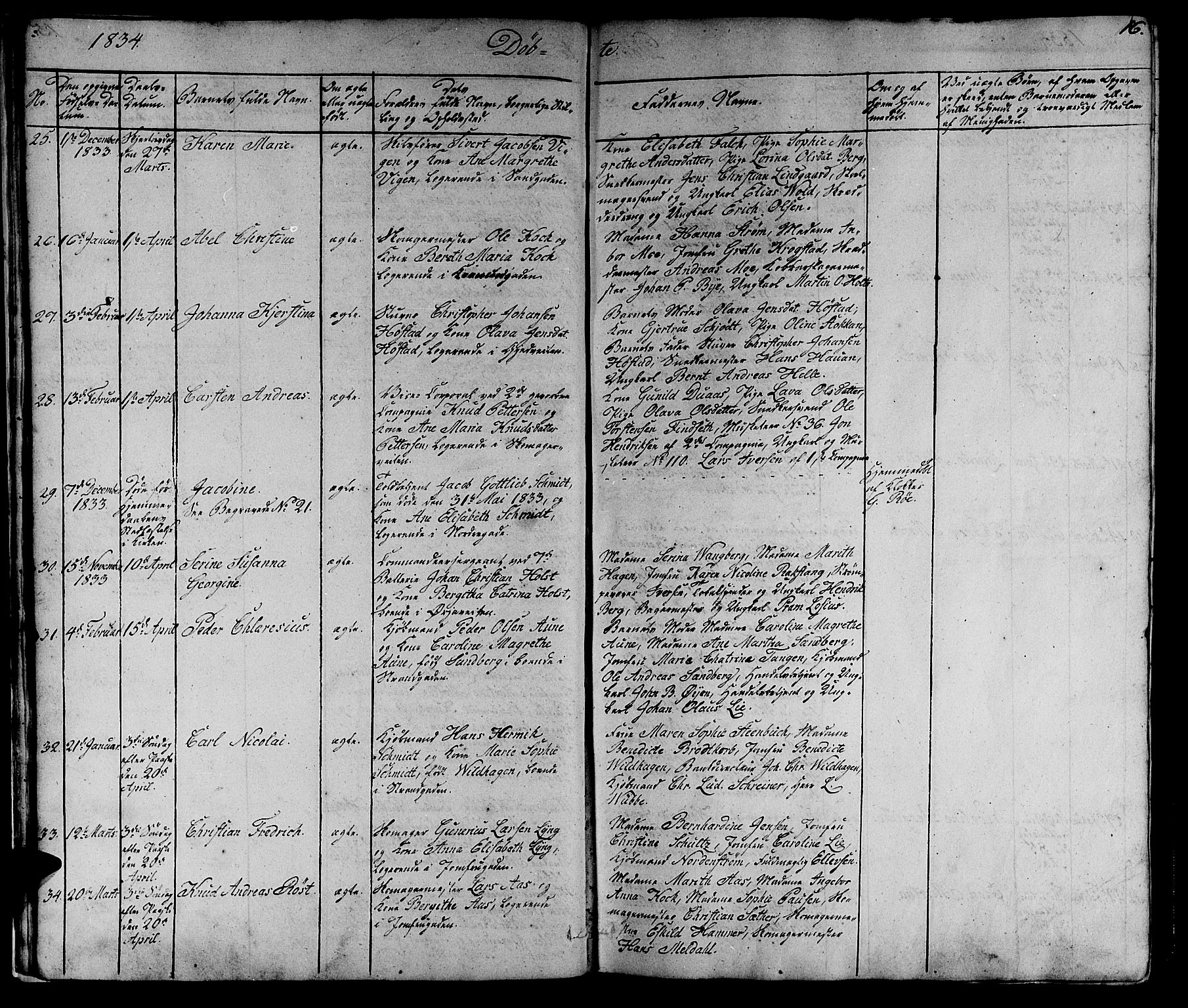 Ministerialprotokoller, klokkerbøker og fødselsregistre - Sør-Trøndelag, AV/SAT-A-1456/602/L0136: Klokkerbok nr. 602C04, 1833-1845, s. 16