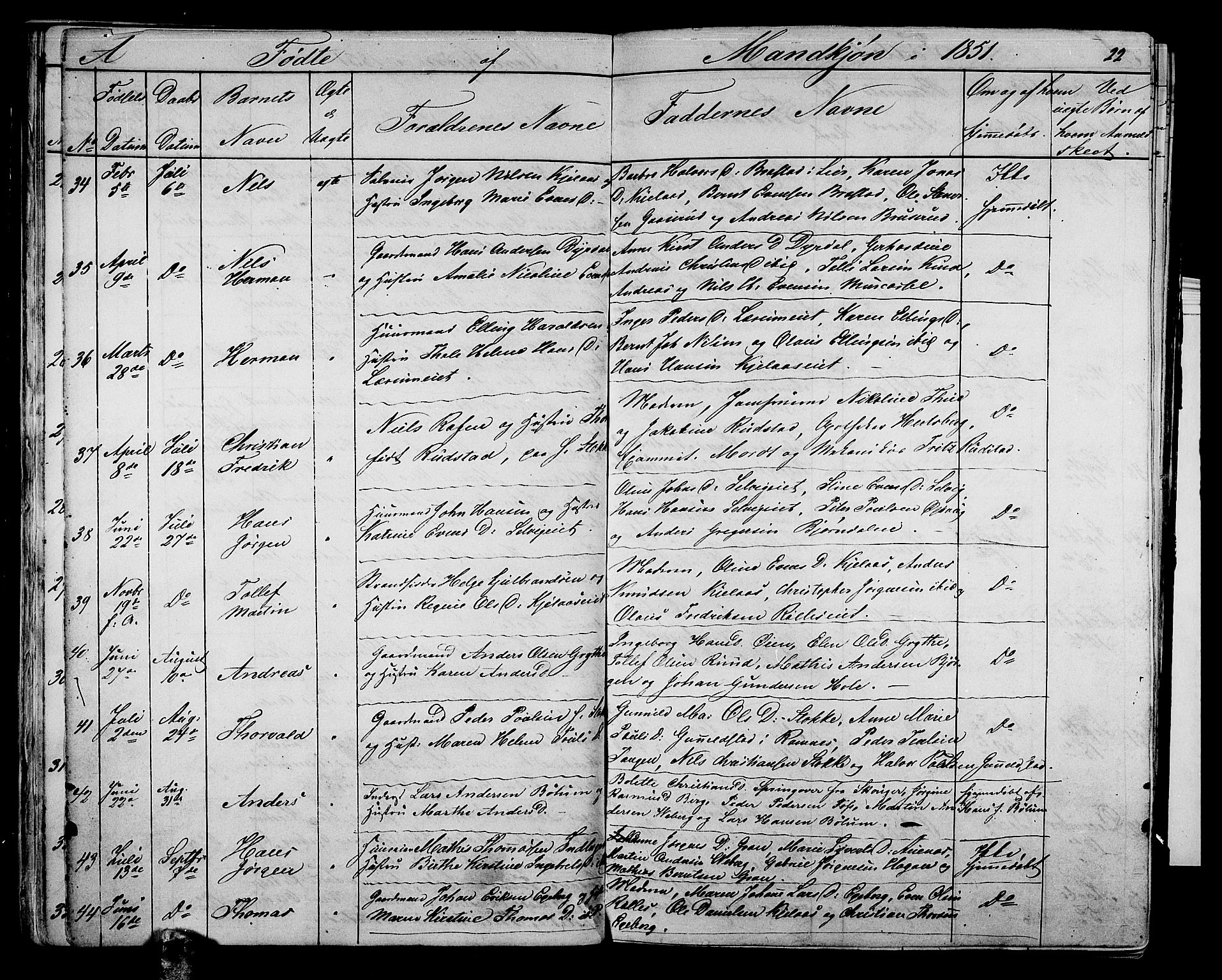 Sande Kirkebøker, AV/SAKO-A-53/G/Ga/L0002: Klokkerbok nr. 2, 1847-1863, s. 22