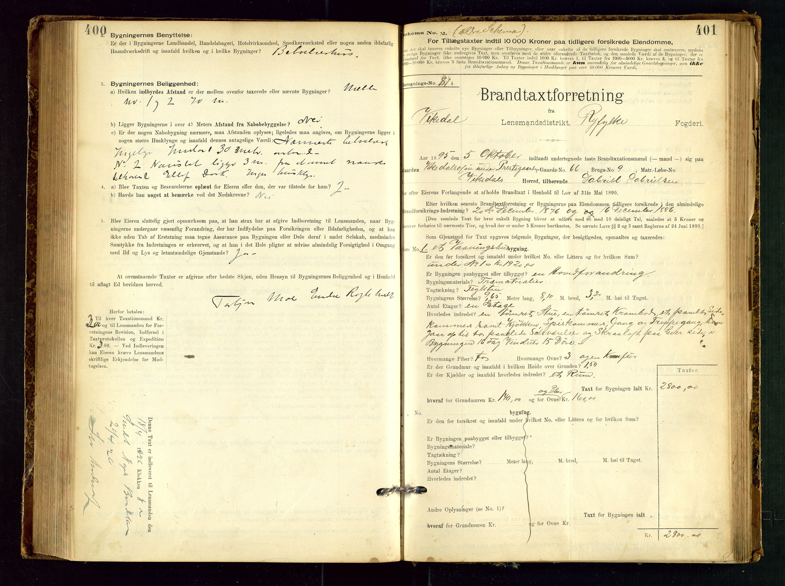 Vikedal lensmannskontor, AV/SAST-A-100179/Gob/L0004: Branntakstprotokoll, 1894-1952, s. 400-401