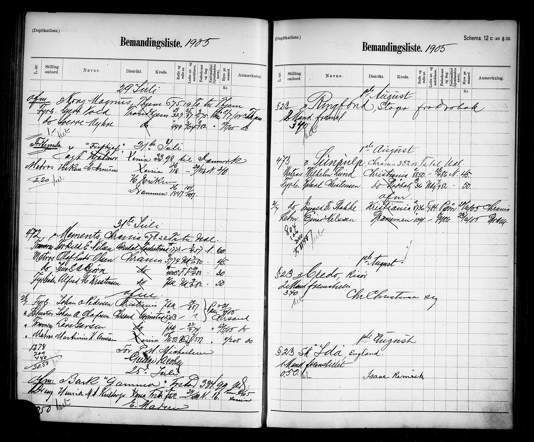 Oslo mønstringskontor, AV/SAO-A-10569g/G/Ga/L0009: Mønstringsjournal, 1904-1906, s. 188