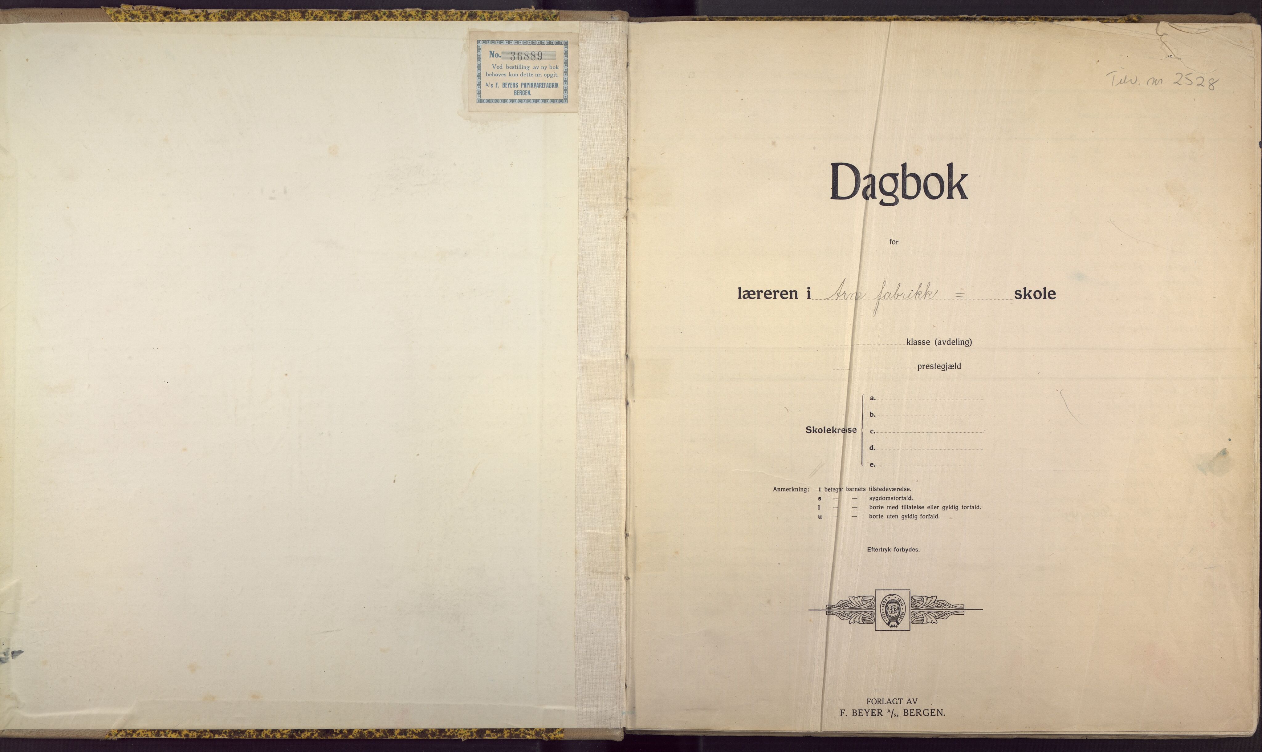 Ytre Arna skole, BBA/A-2528/J/Ja/L0016: Dagbok, 1926-1952