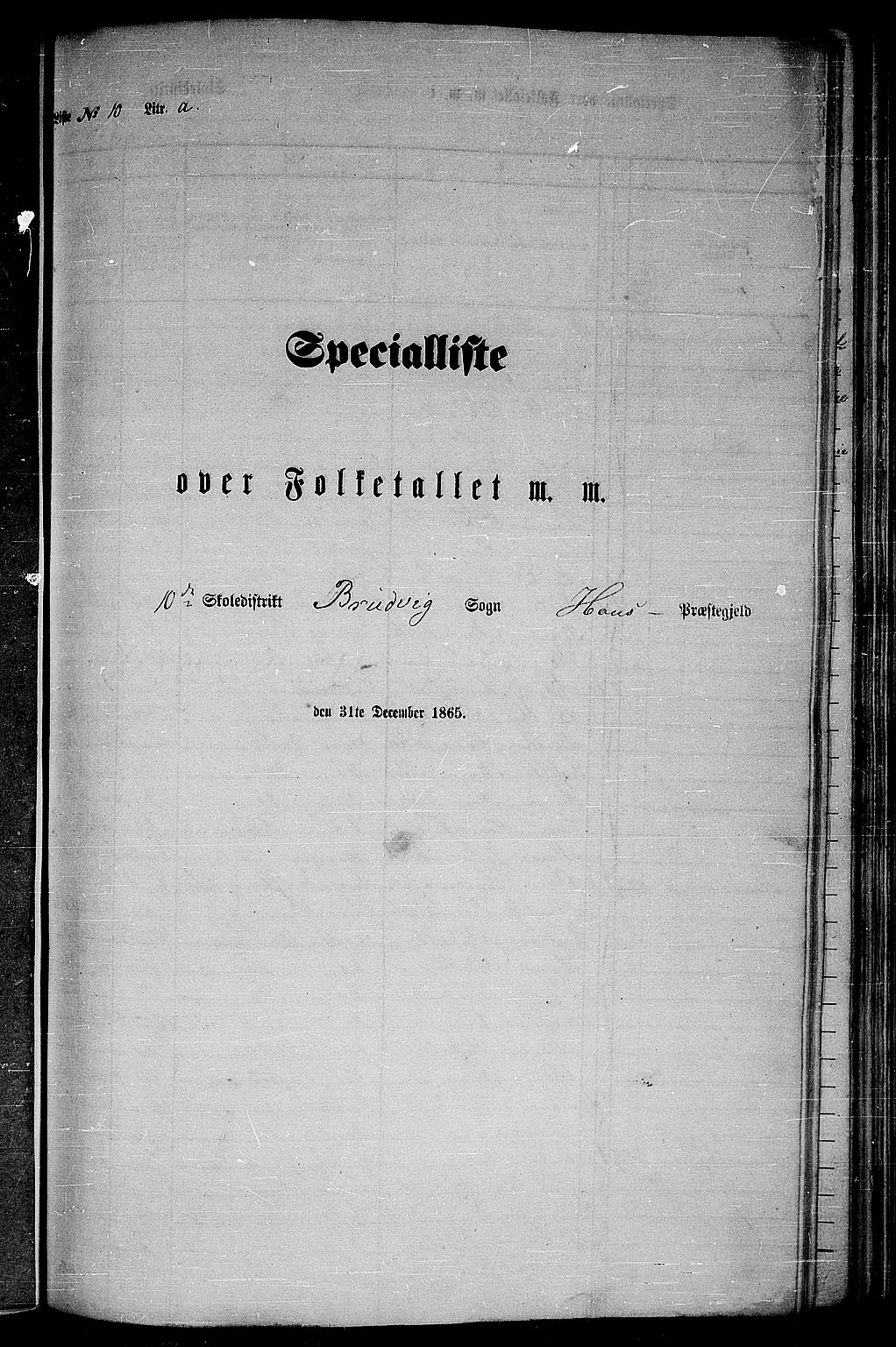 RA, Folketelling 1865 for 1250P Haus prestegjeld, 1865, s. 190