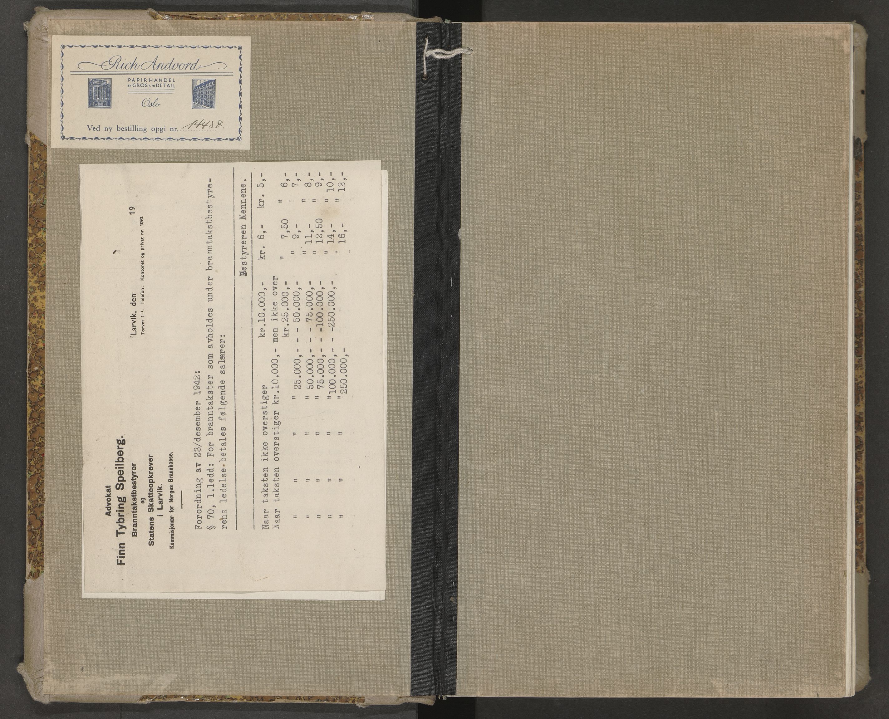 Larvik magistrat, SAKO/A-851/F/Fj/L0020: Branntakstprotokoll, 1943-1944