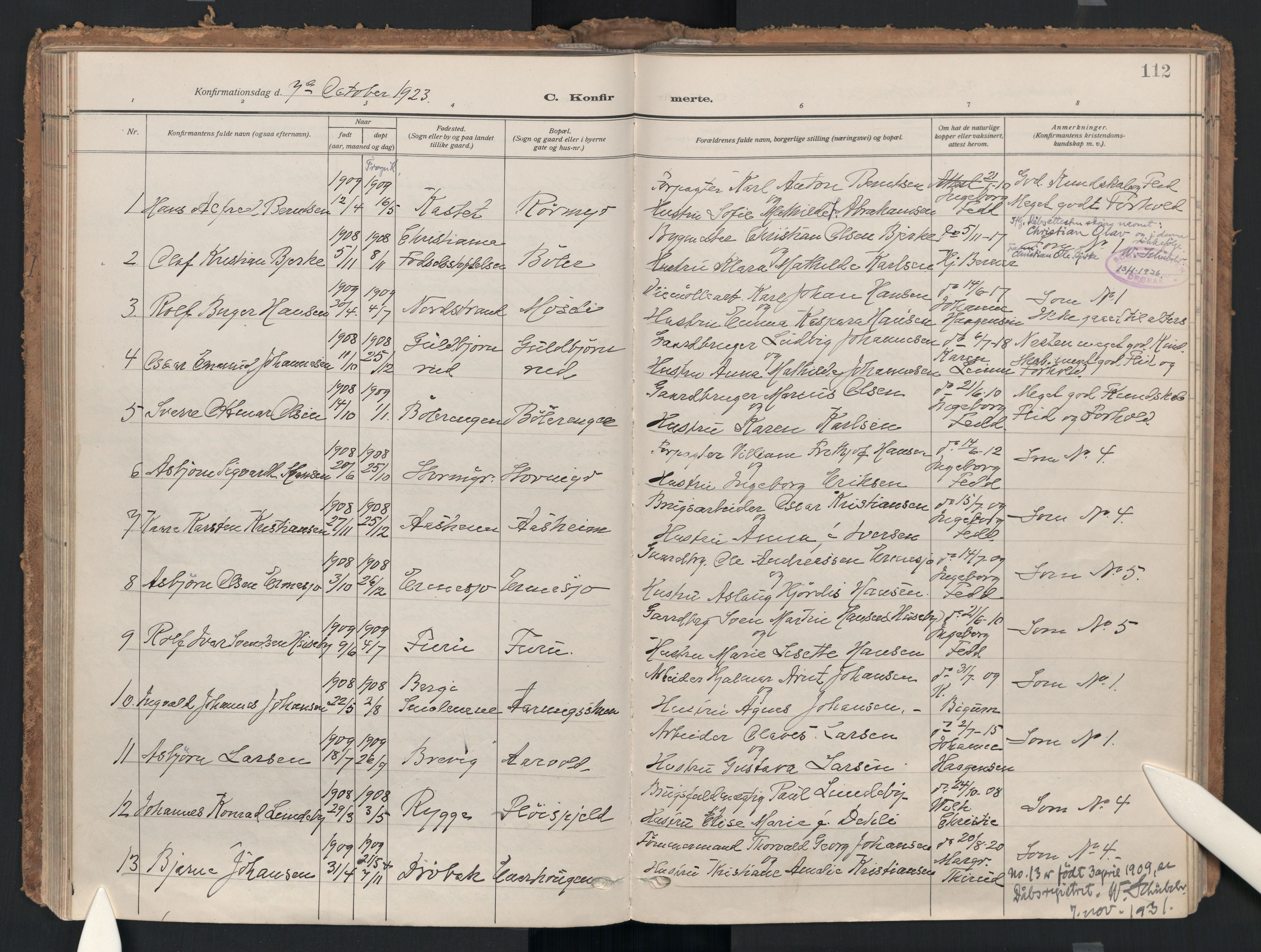 Drøbak prestekontor Kirkebøker, AV/SAO-A-10142a/F/Fc/L0004: Ministerialbok nr. III 4, 1919-1935, s. 112
