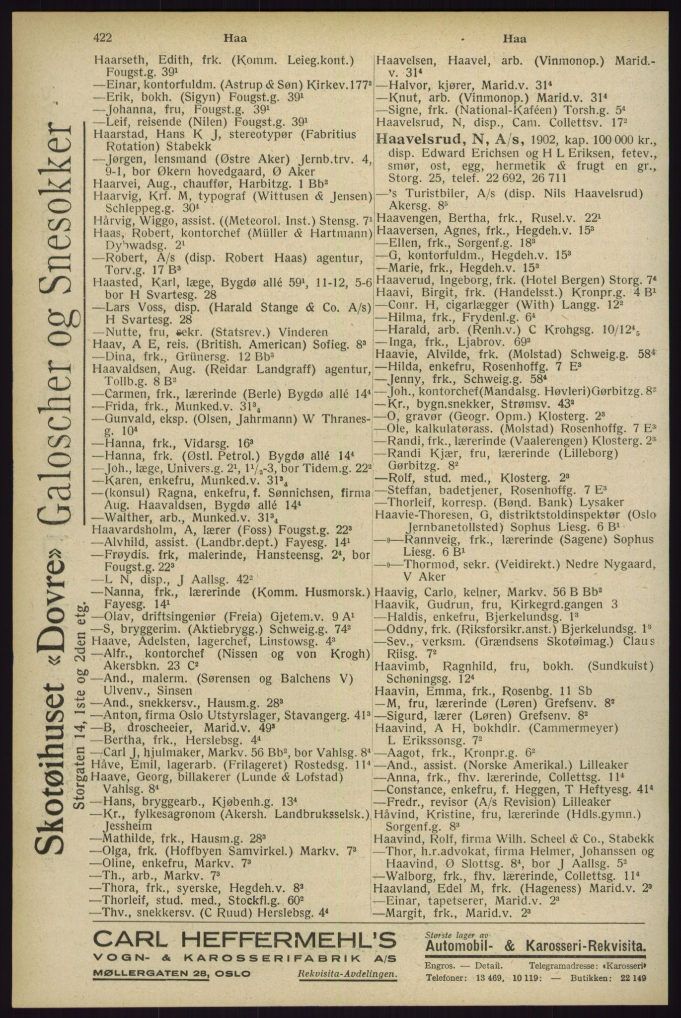 Kristiania/Oslo adressebok, PUBL/-, 1929, s. 422