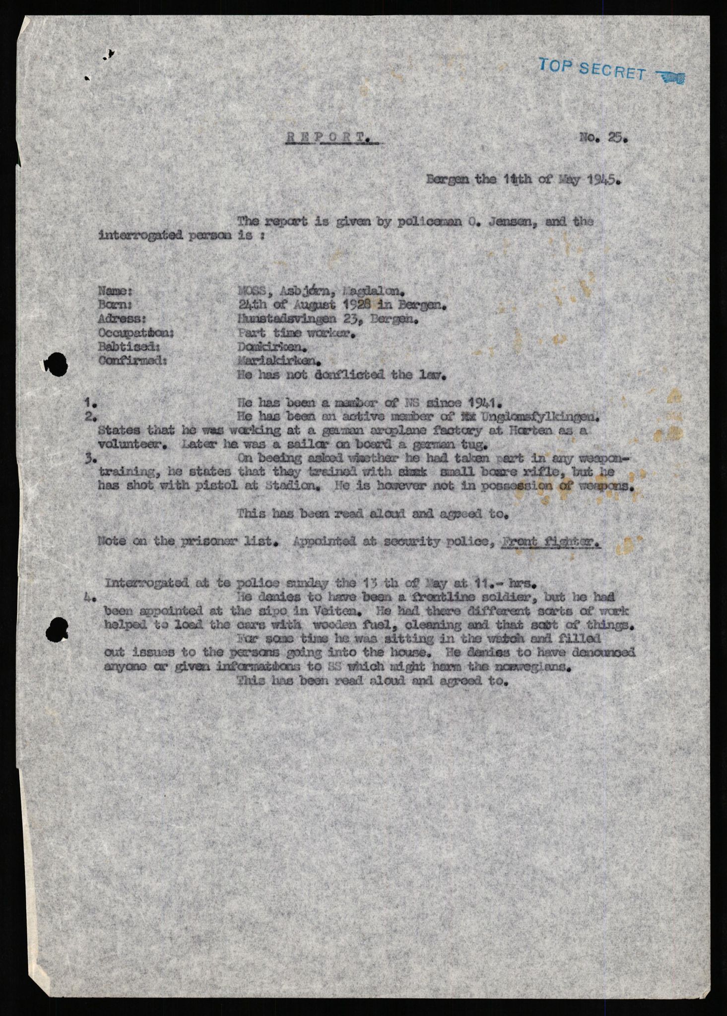 Forsvaret, Forsvarets overkommando II, AV/RA-RAFA-3915/D/Db/L0021: CI Questionaires. Tyske okkupasjonsstyrker i Norge. Tyskere., 1945-1946, s. 425