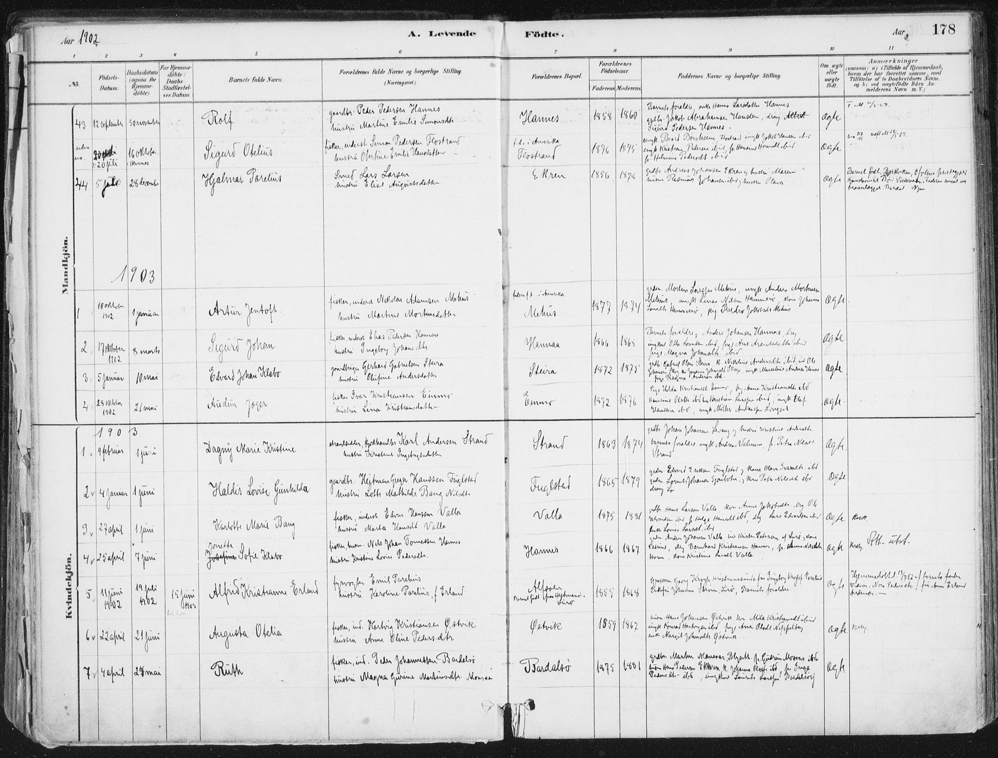 Ministerialprotokoller, klokkerbøker og fødselsregistre - Nordland, SAT/A-1459/838/L0552: Ministerialbok nr. 838A10, 1880-1910, s. 178