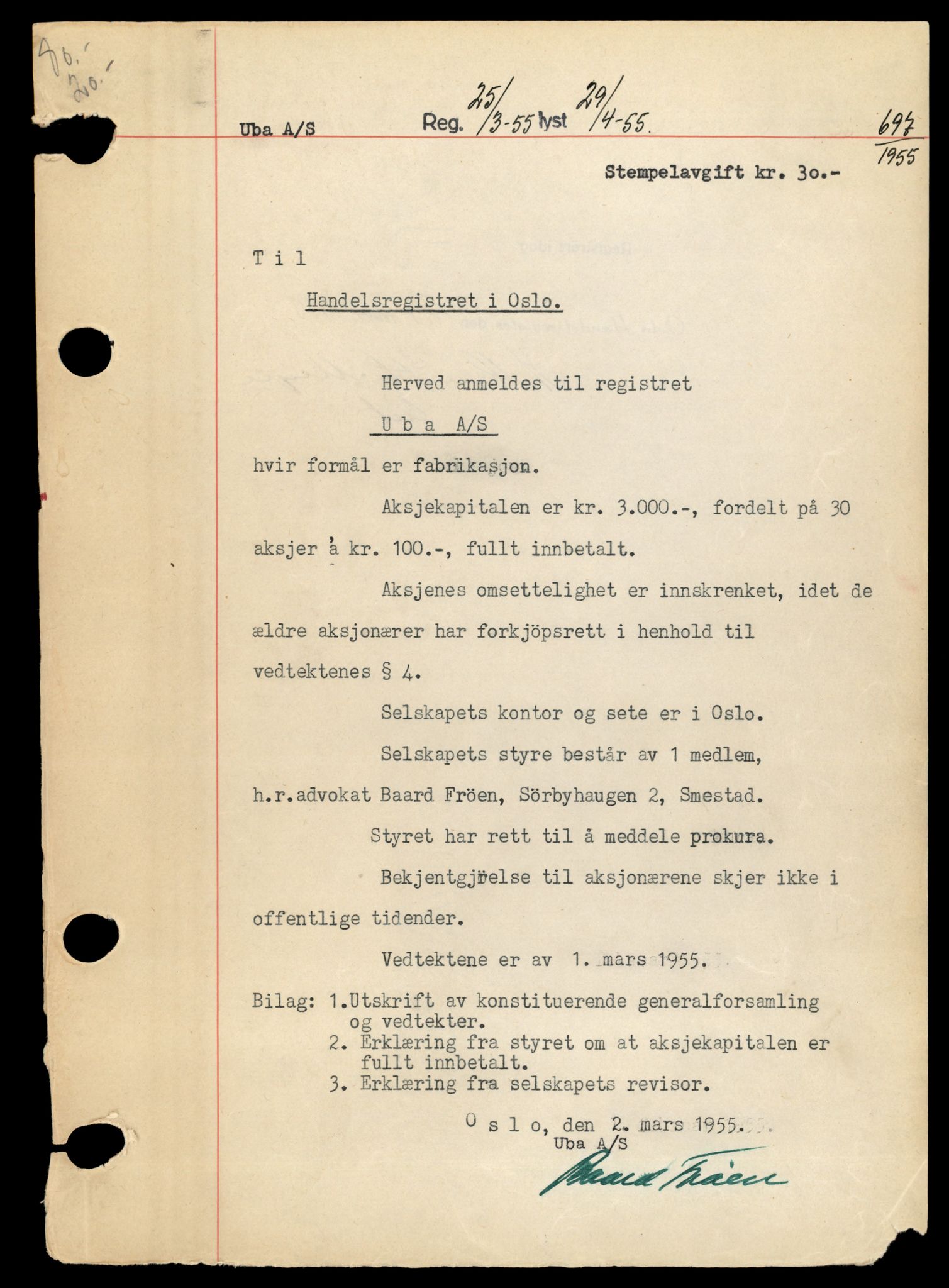 Oslo byfogd, Handelsregisteret, AV/SAT-A-10867/G/Gb/Gba/L0192: Aksjeselskap, Ua-Unio, 1944-1990