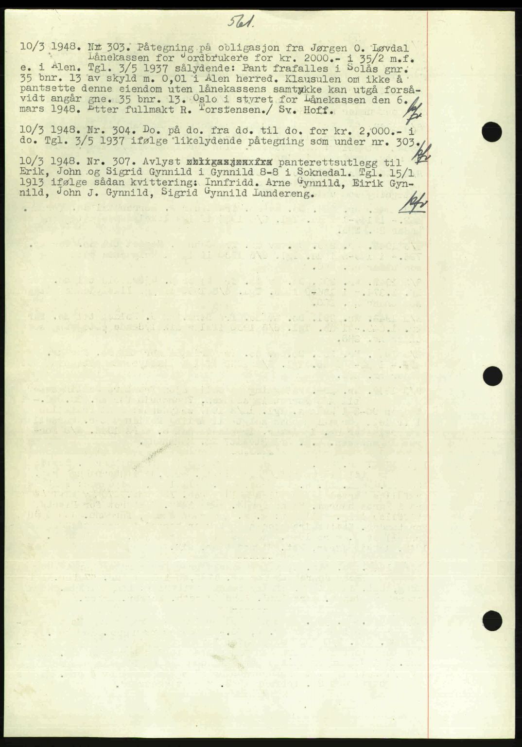 Gauldal sorenskriveri, SAT/A-0014/1/2/2C: Pantebok nr. A5, 1947-1948, Dagboknr: 303/1948