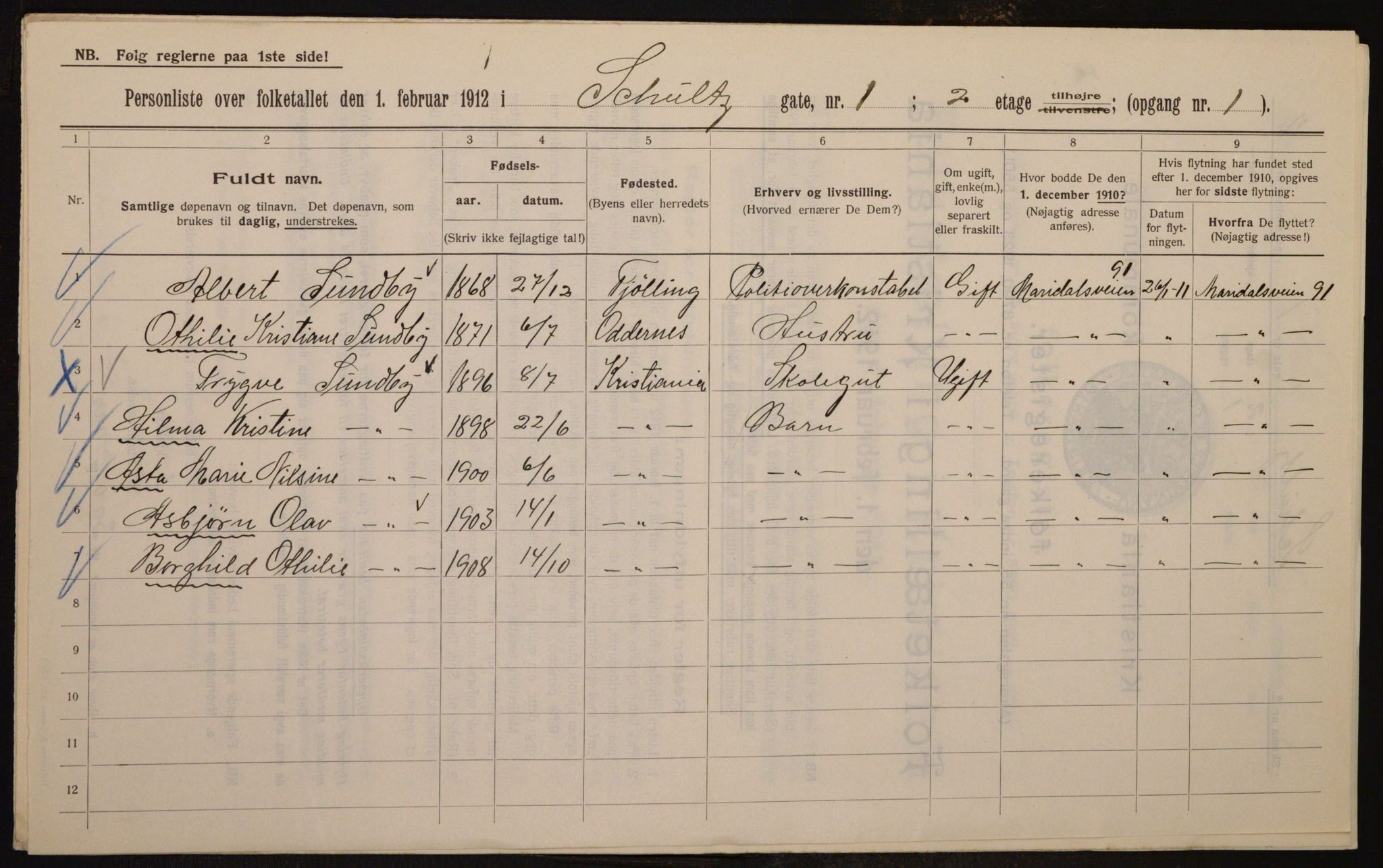 OBA, Kommunal folketelling 1.2.1912 for Kristiania, 1912, s. 90742