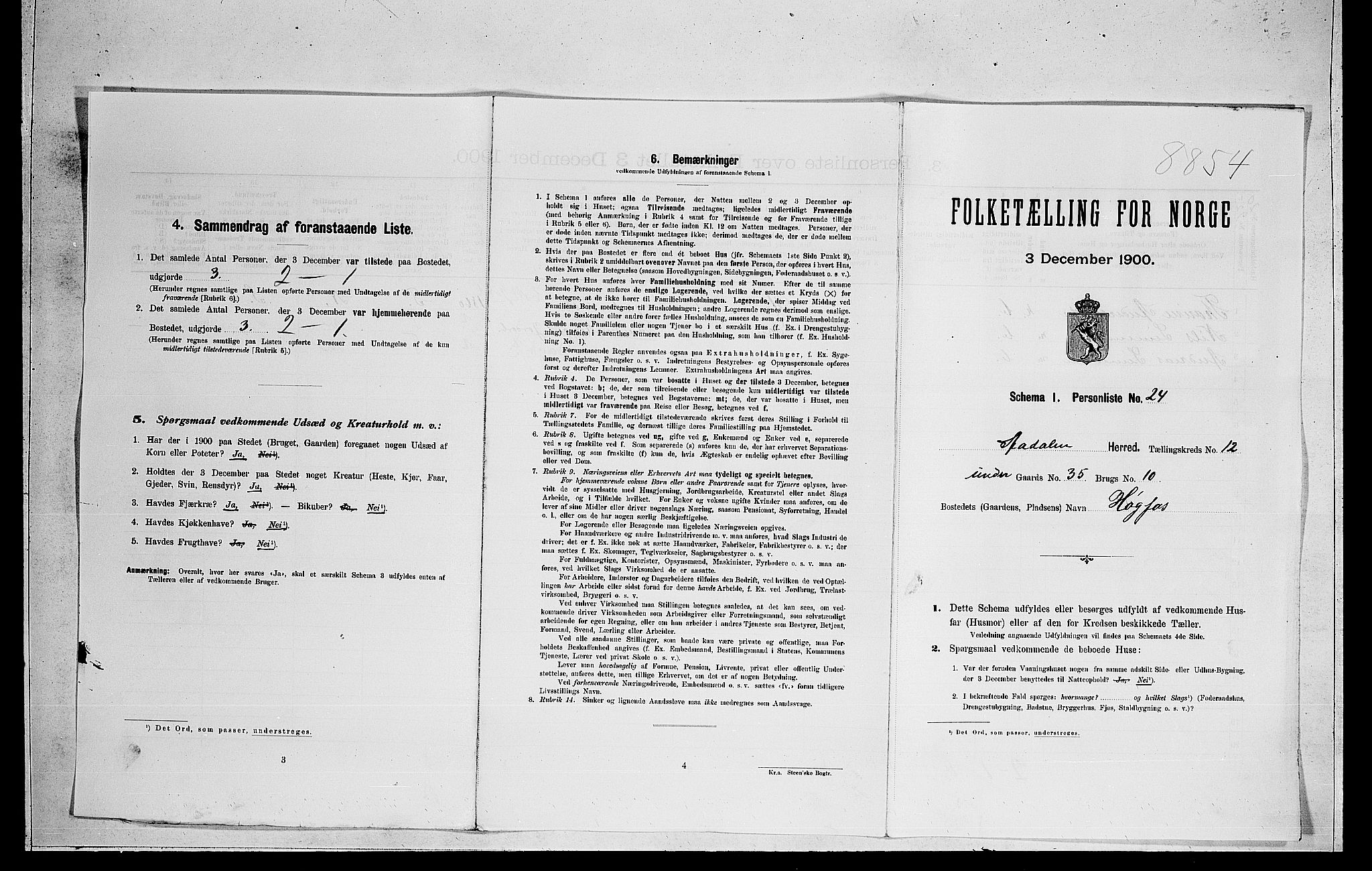 RA, Folketelling 1900 for 0614 Ådal herred, 1900, s. 881