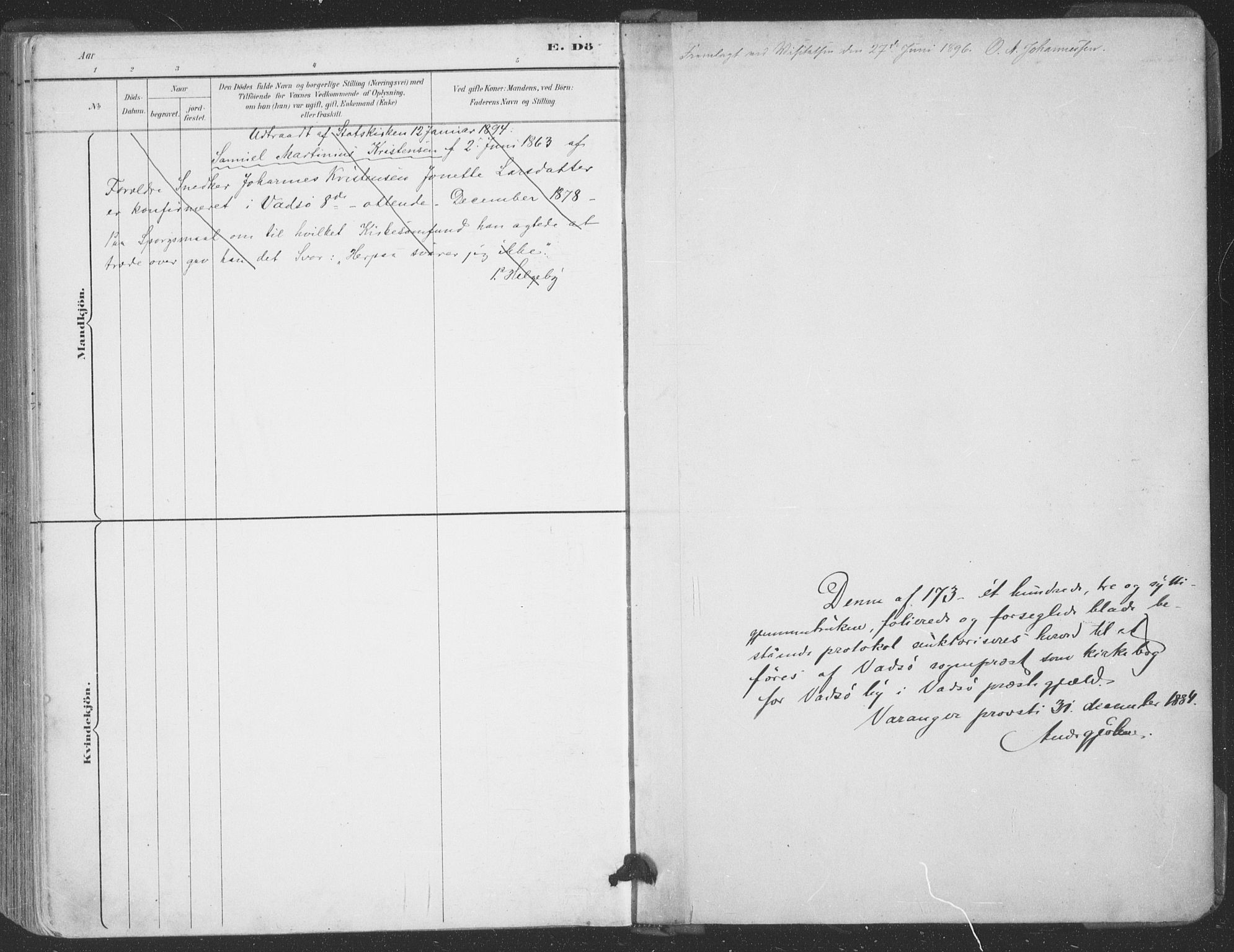 Vadsø sokneprestkontor, AV/SATØ-S-1325/H/Ha/L0006kirke: Ministerialbok nr. 6, 1885-1895