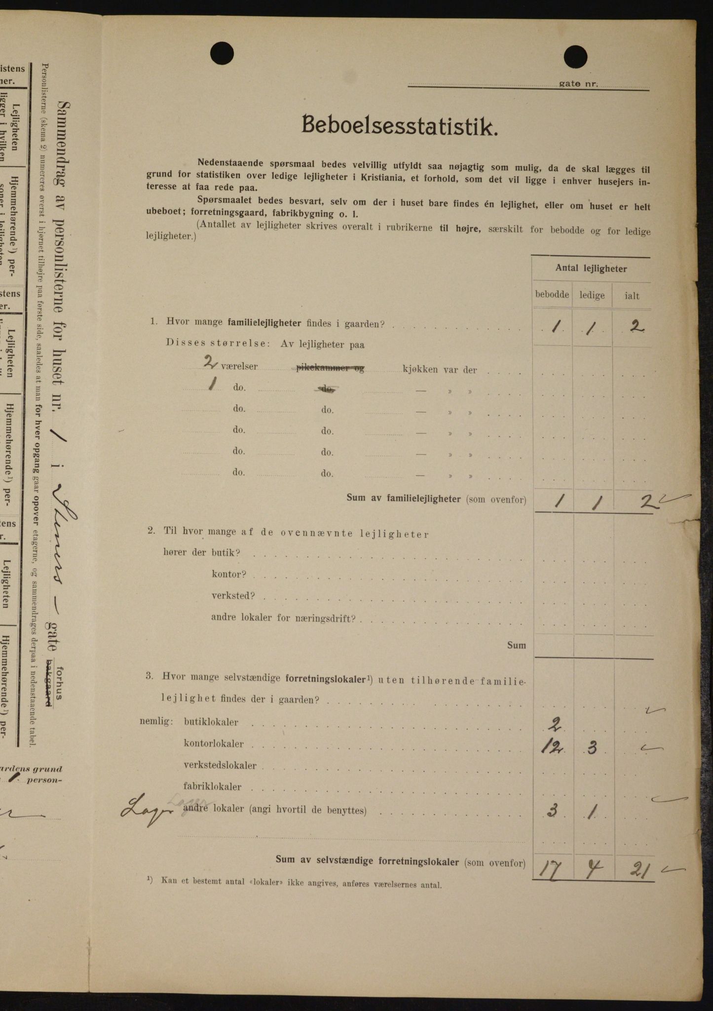 OBA, Kommunal folketelling 1.2.1909 for Kristiania kjøpstad, 1909, s. 91796