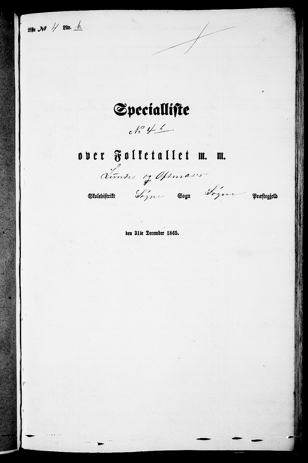 RA, Folketelling 1865 for 1018P Søgne prestegjeld, 1865, s. 89