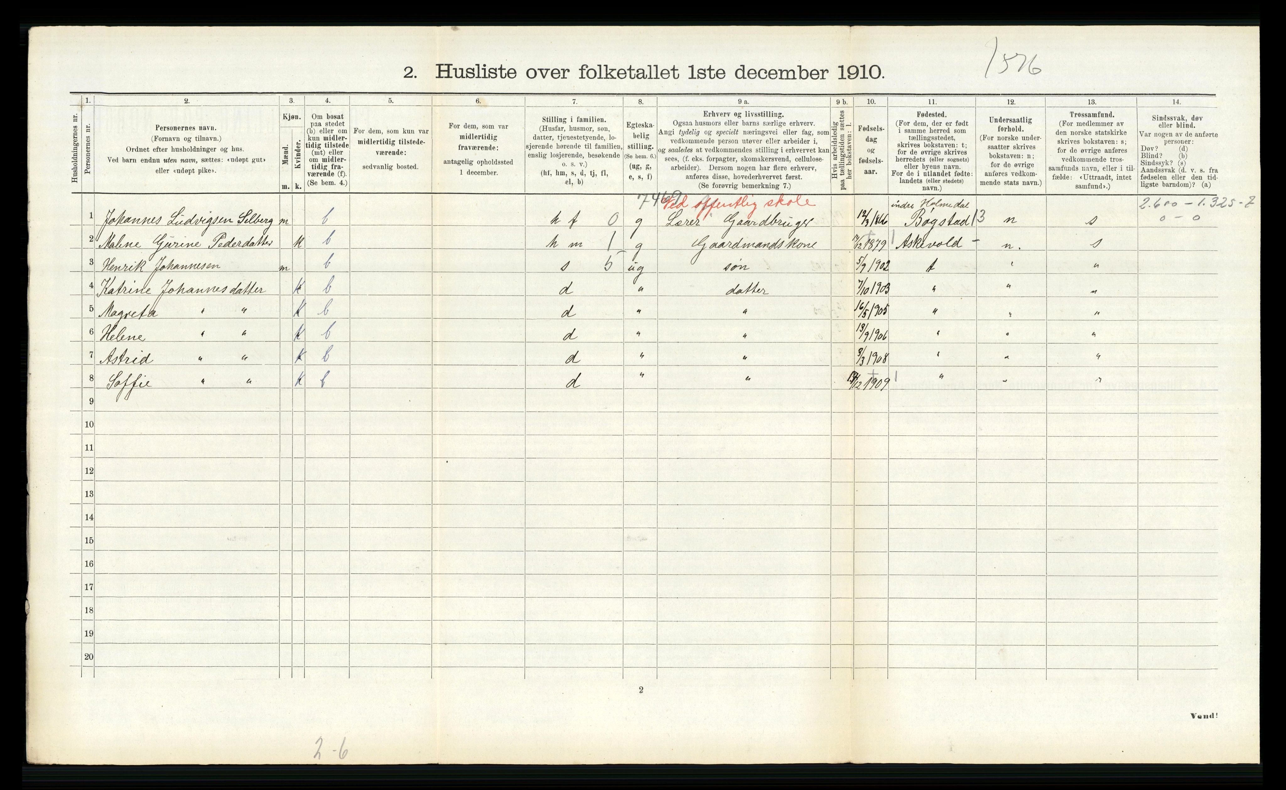 RA, Folketelling 1910 for 1429 Ytre Holmedal herred, 1910, s. 627