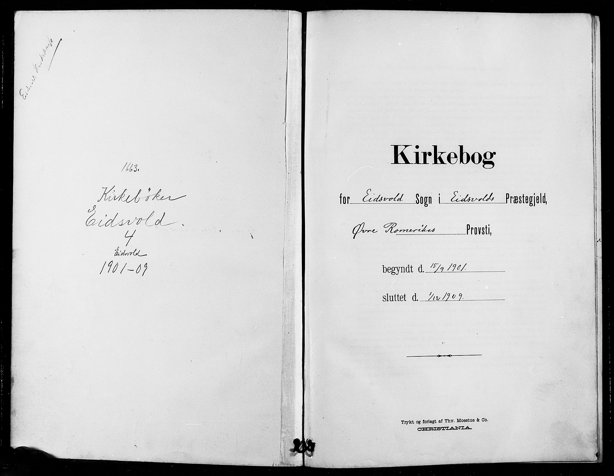 Eidsvoll prestekontor Kirkebøker, SAO/A-10888/G/Ga/L0007: Klokkerbok nr. I 7, 1901-1909