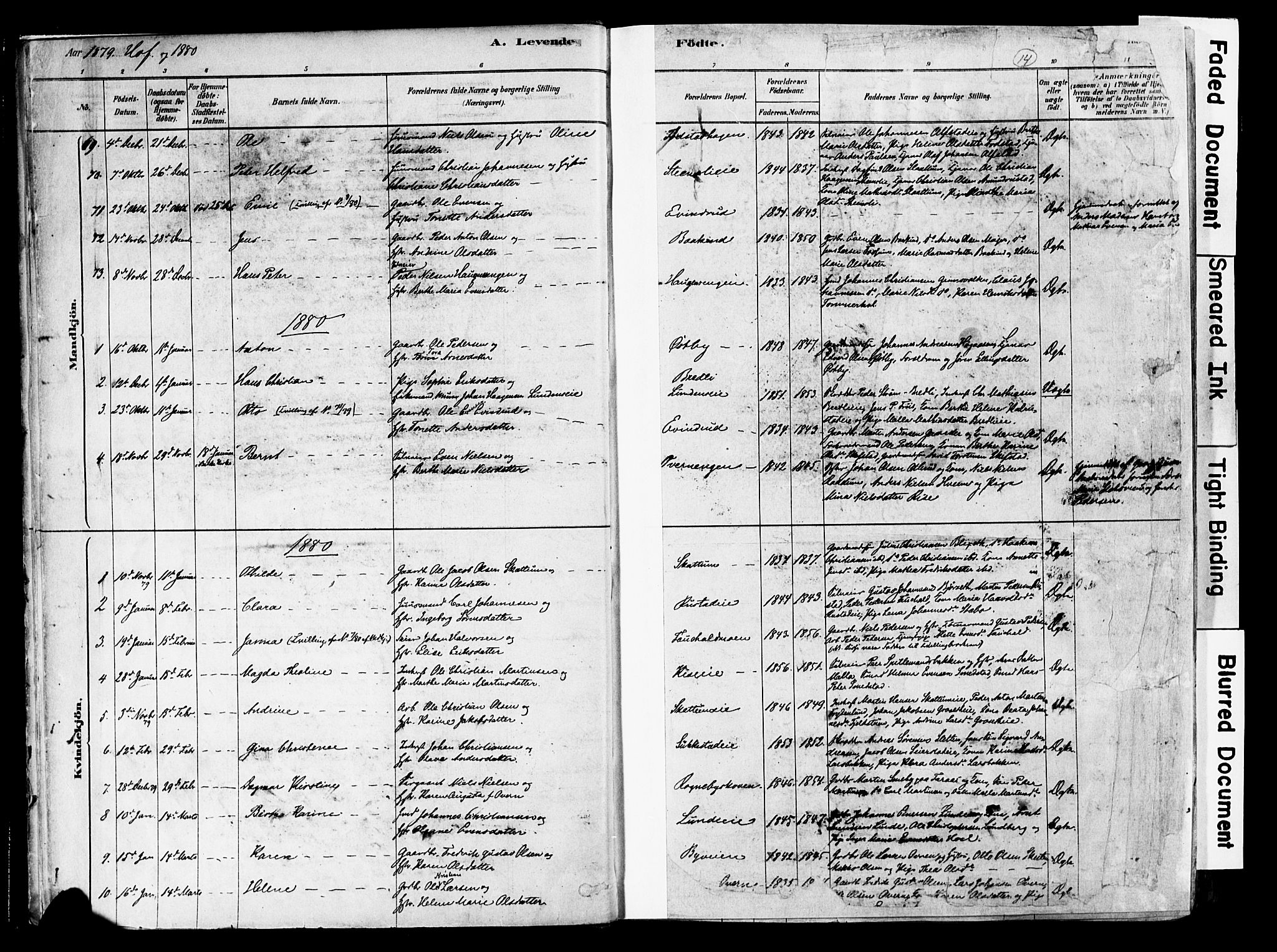 Østre Toten prestekontor, AV/SAH-PREST-104/H/Ha/Haa/L0006: Ministerialbok nr. 6 /1, 1878-1896, s. 14