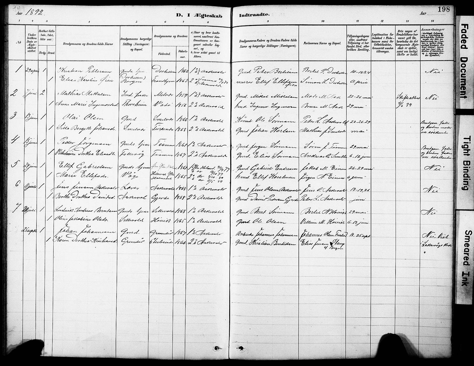 Askvoll sokneprestembete, AV/SAB-A-79501/H/Hab/Haba/L0003: Klokkerbok nr. A 3, 1886-1928, s. 198