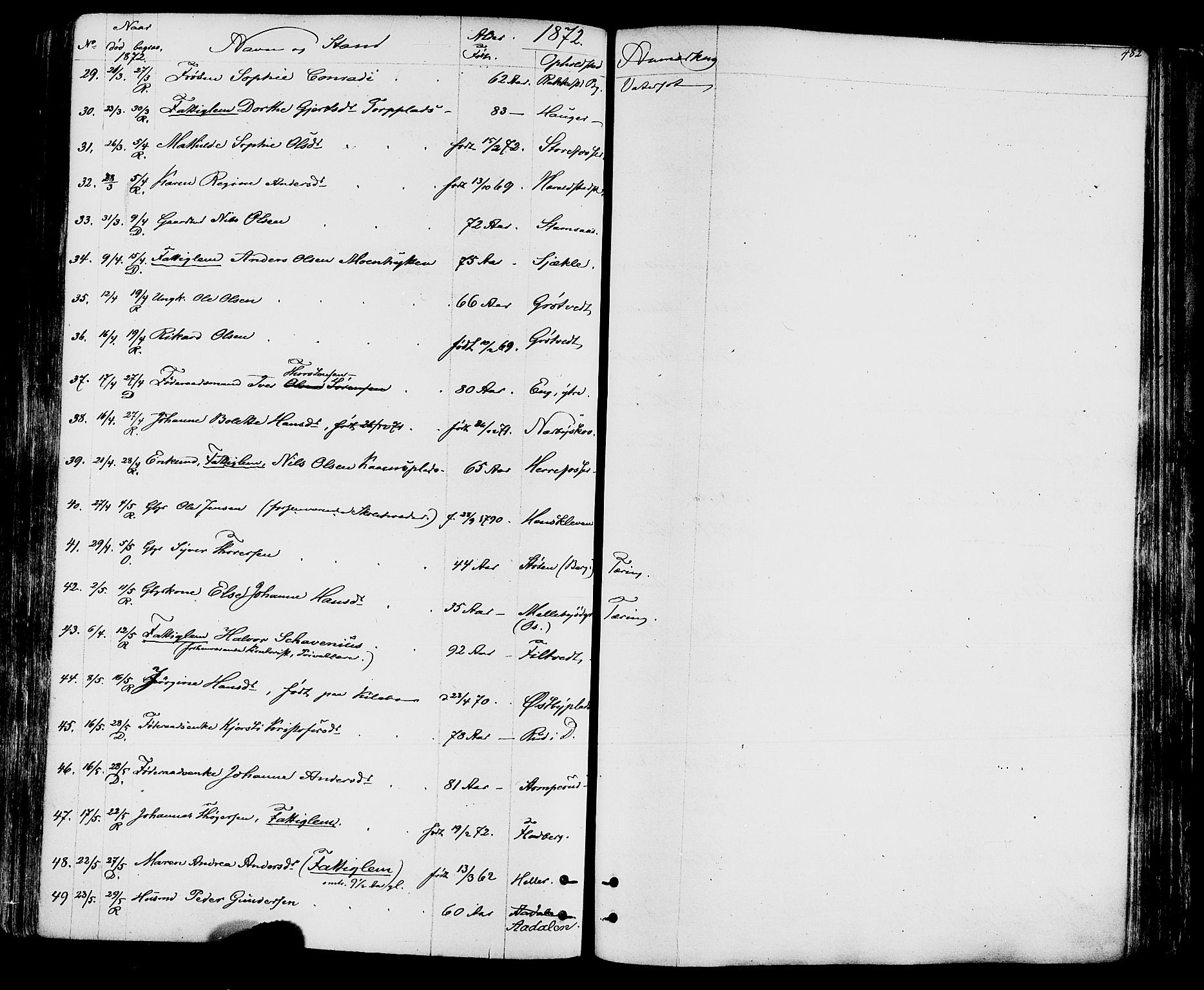 Rakkestad prestekontor Kirkebøker, AV/SAO-A-2008/F/Fa/L0011: Ministerialbok nr. I 11, 1862-1877, s. 482