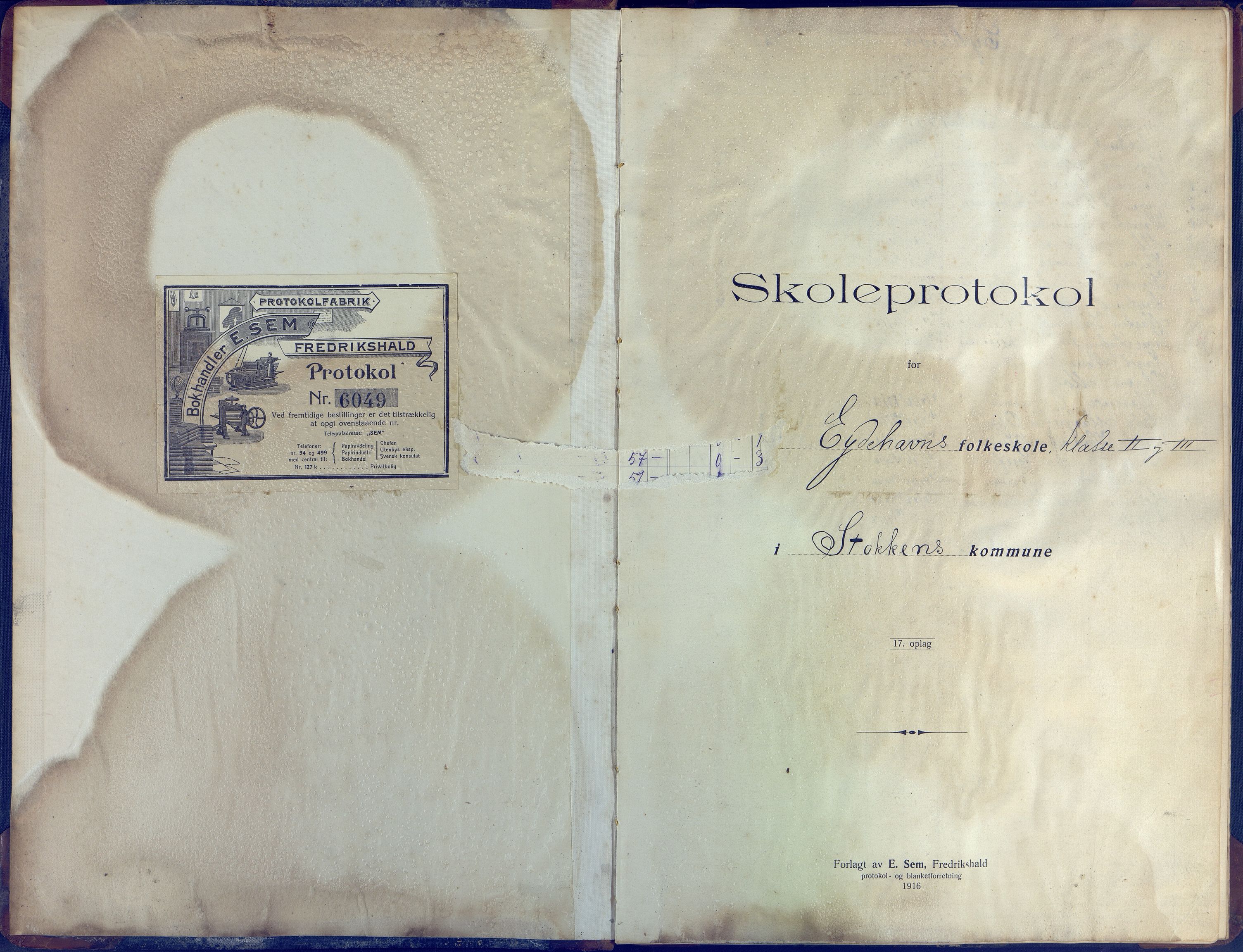 Stokken kommune, AAKS/KA0917-PK/04/04d/L0005: Skoleprotokoll, 1916-1932