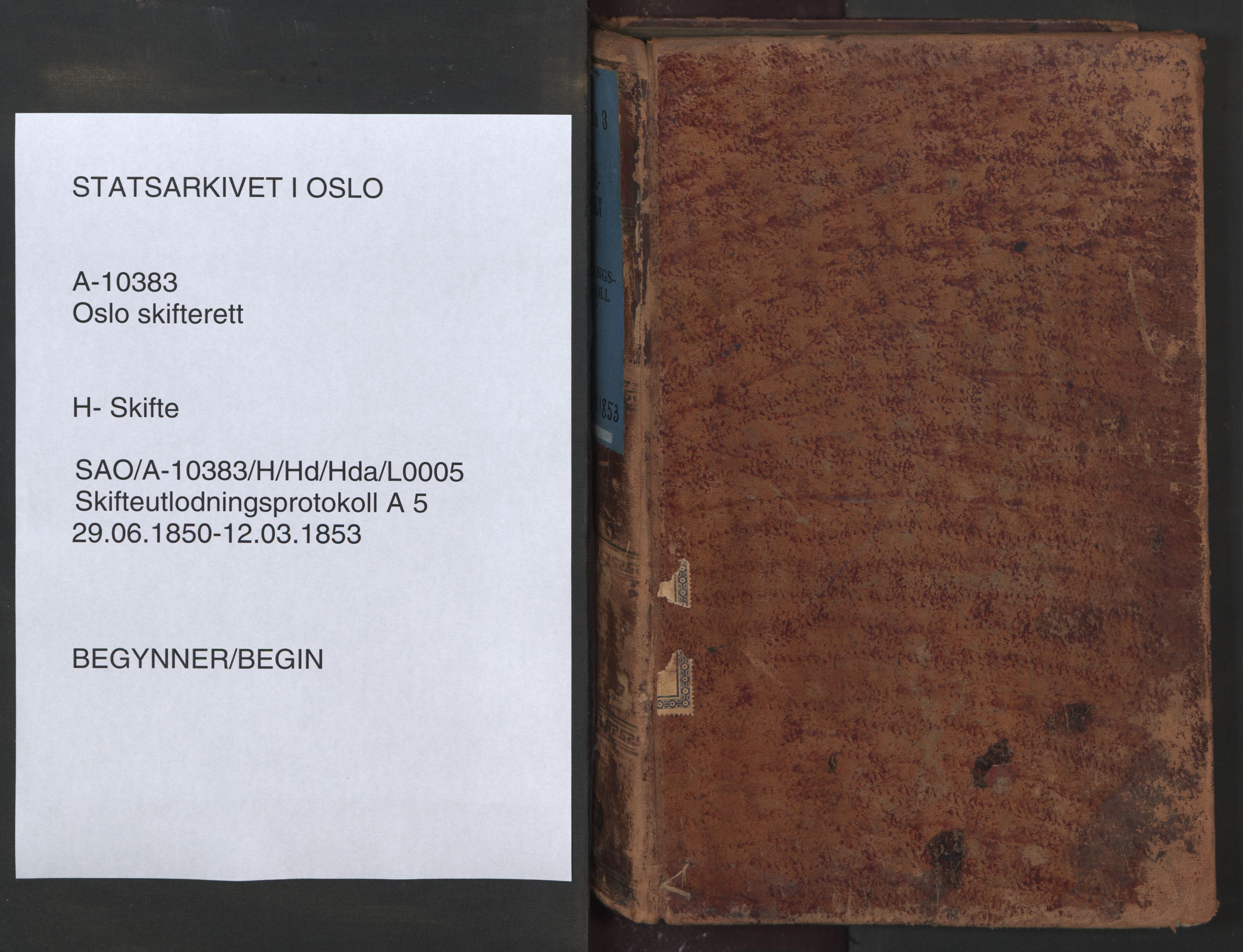 Oslo skifterett, SAO/A-10383/H/Hd/Hda/L0005: Skifteutlodningsprotokoll, 1850-1853
