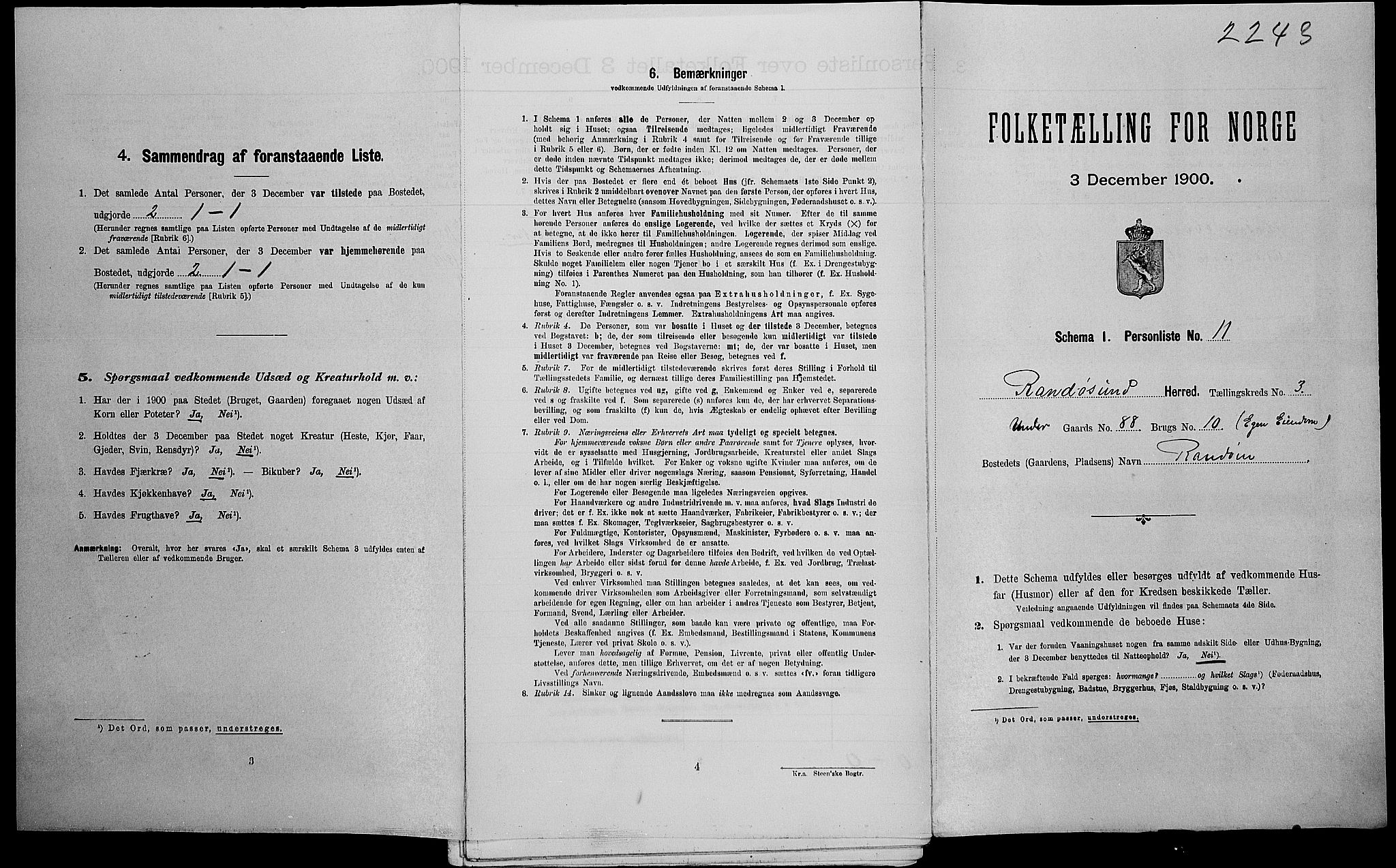 SAK, Folketelling 1900 for 1011 Randesund herred, 1900, s. 367
