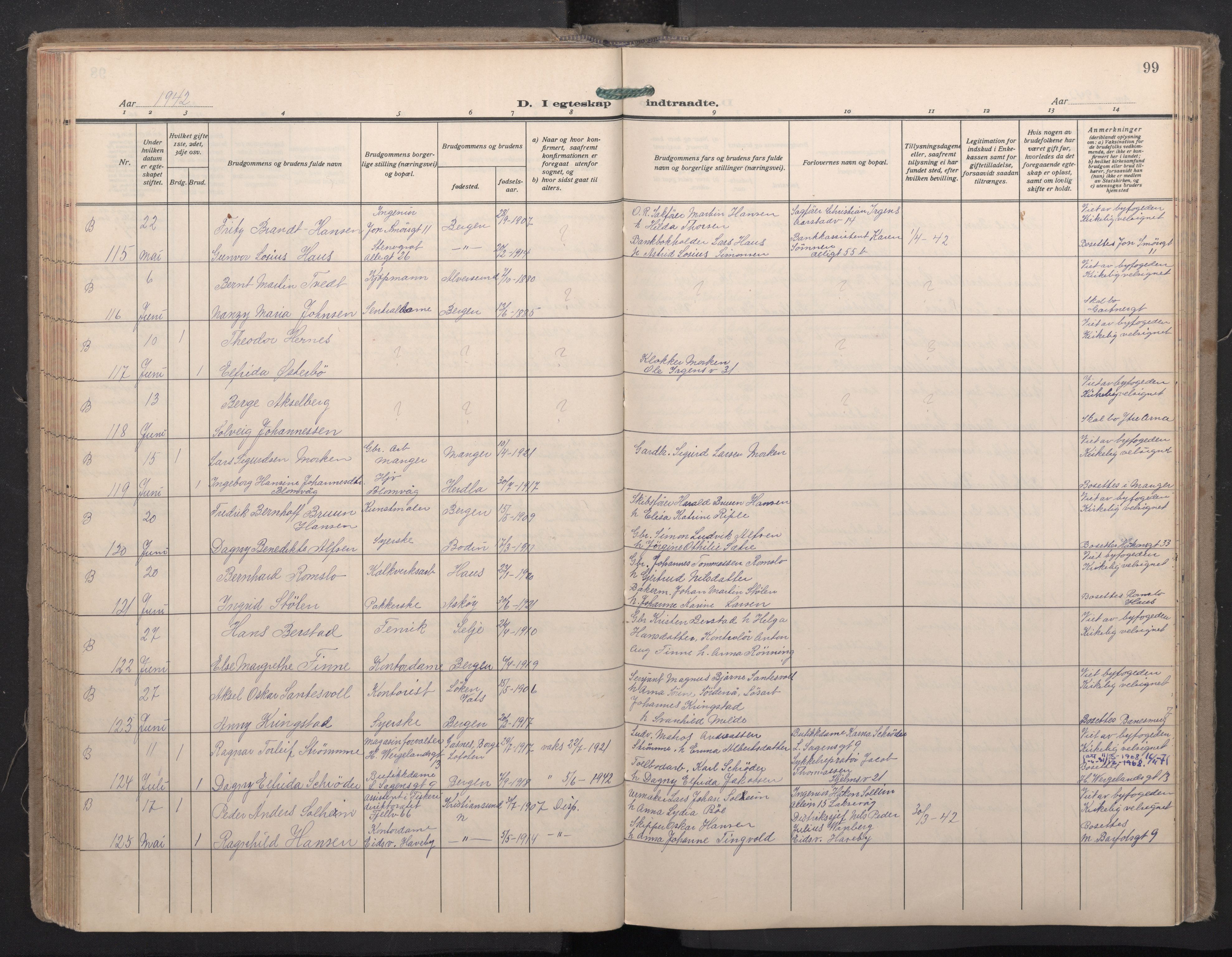 Domkirken sokneprestembete, SAB/A-74801/H/Haa: Ministerialbok nr. D 7, 1937-1950, s. 98b-99a