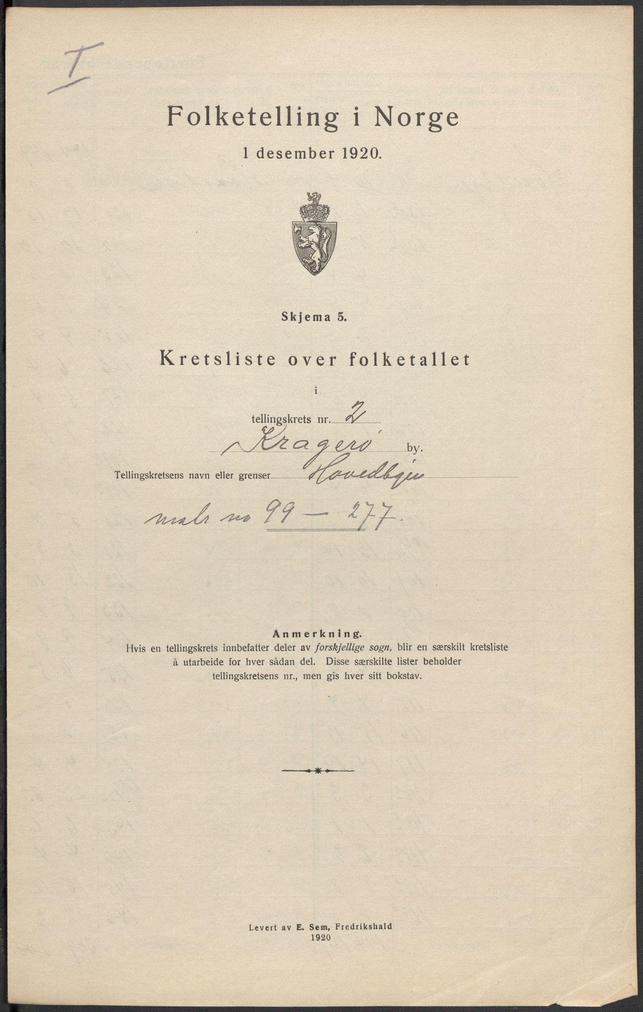 SAKO, Folketelling 1920 for 0801 Kragerø kjøpstad, 1920, s. 8