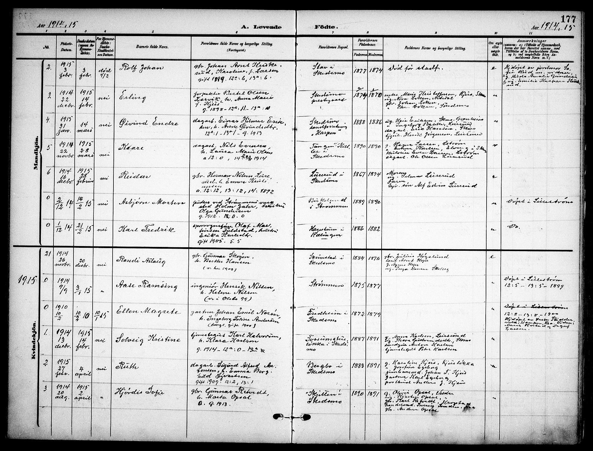 Skedsmo prestekontor Kirkebøker, AV/SAO-A-10033a/F/Fa/L0015: Ministerialbok nr. I 15, 1902-1917, s. 177