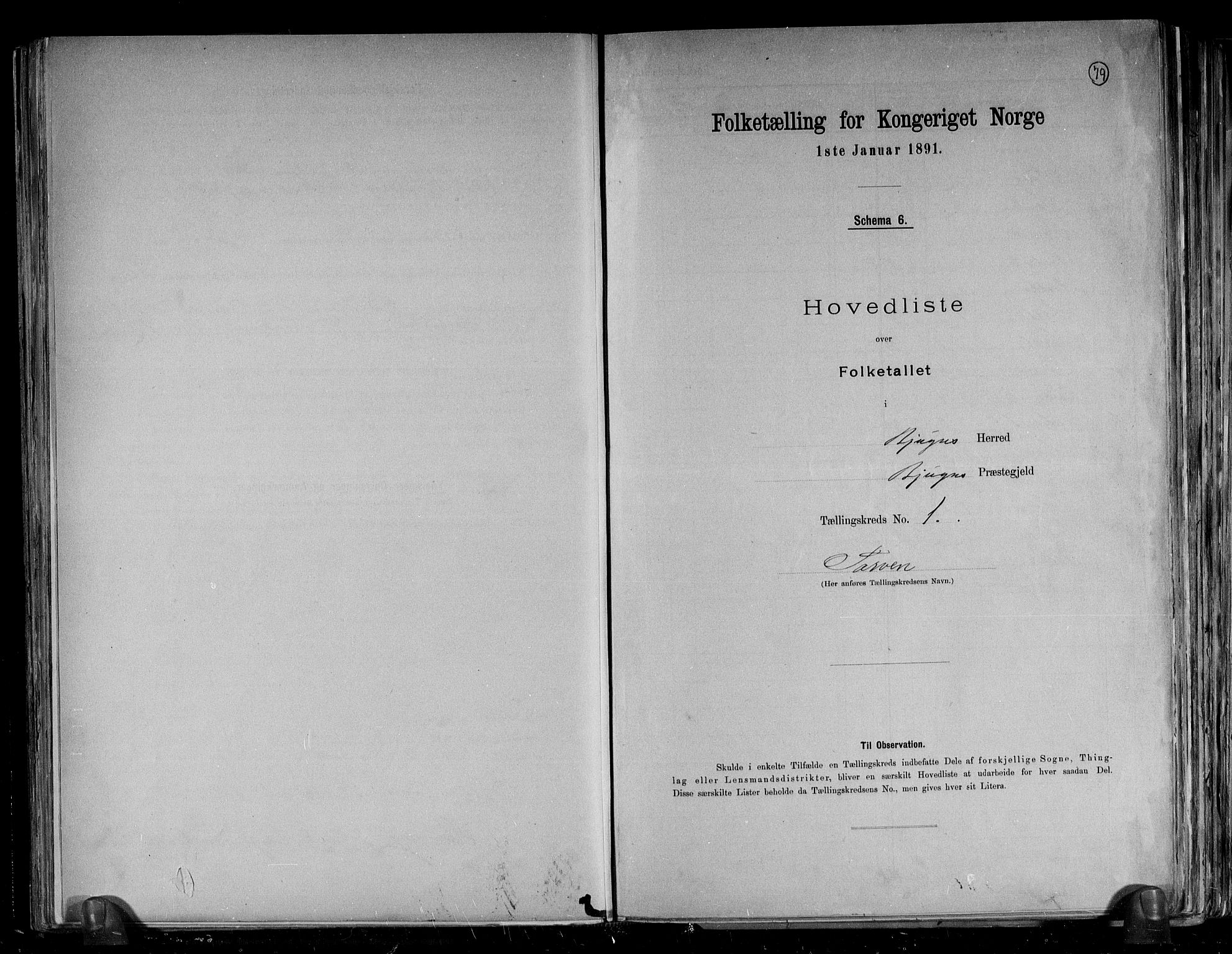 RA, Folketelling 1891 for 1627 Bjugn herred, 1891, s. 6