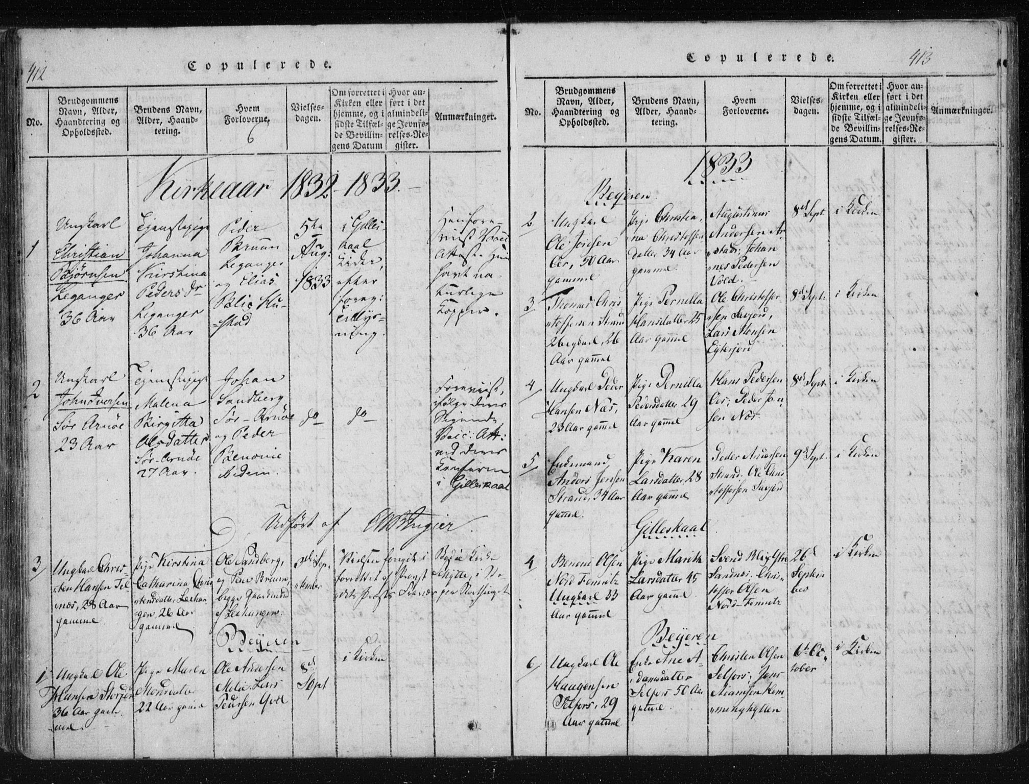 Ministerialprotokoller, klokkerbøker og fødselsregistre - Nordland, AV/SAT-A-1459/805/L0096: Ministerialbok nr. 805A03, 1820-1837, s. 412-413