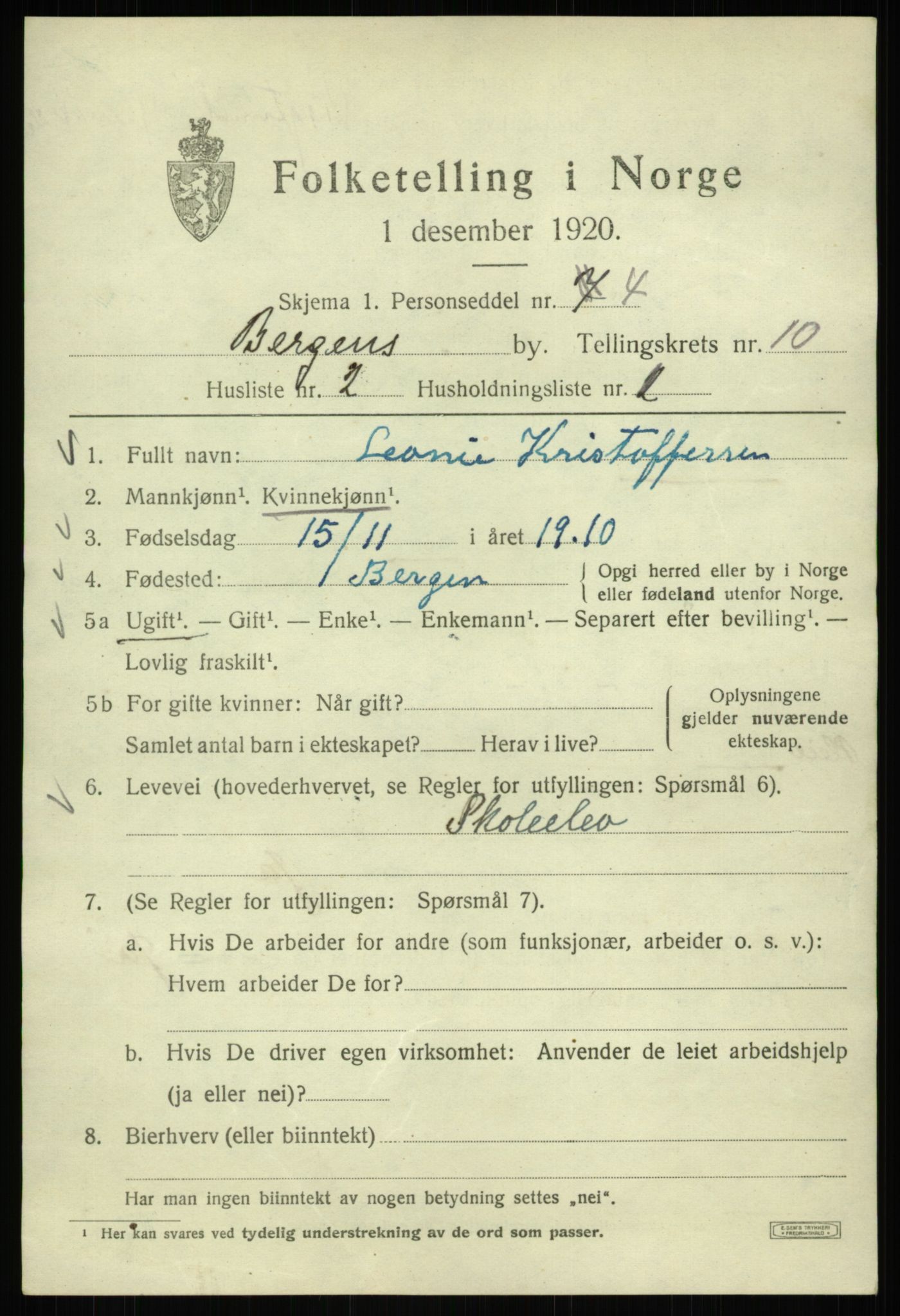 SAB, Folketelling 1920 for 1301 Bergen kjøpstad, 1920, s. 71359