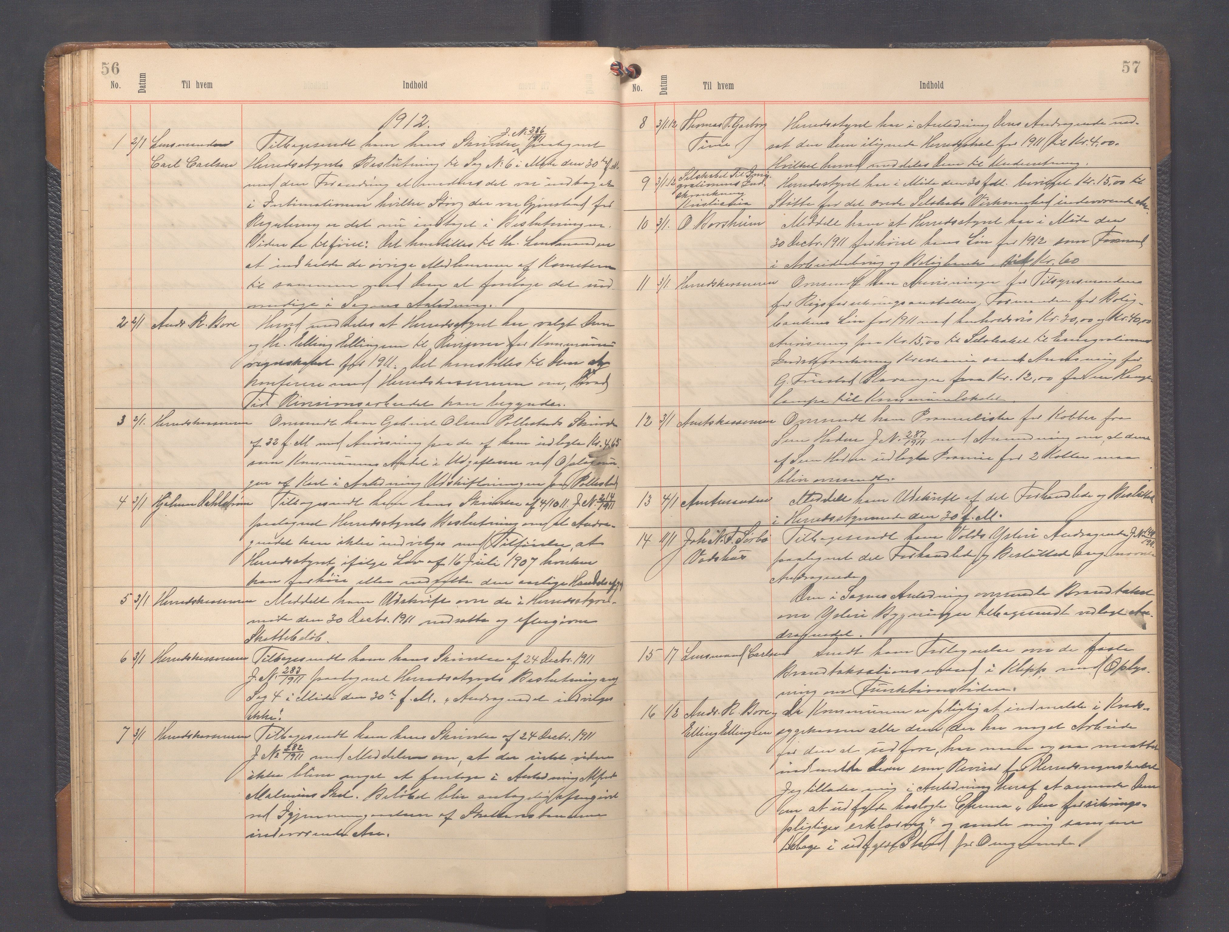Klepp kommune - Formannskapet, IKAR/K-100277/B/L0005: Kopibok, 1910-1918, s. 56-57