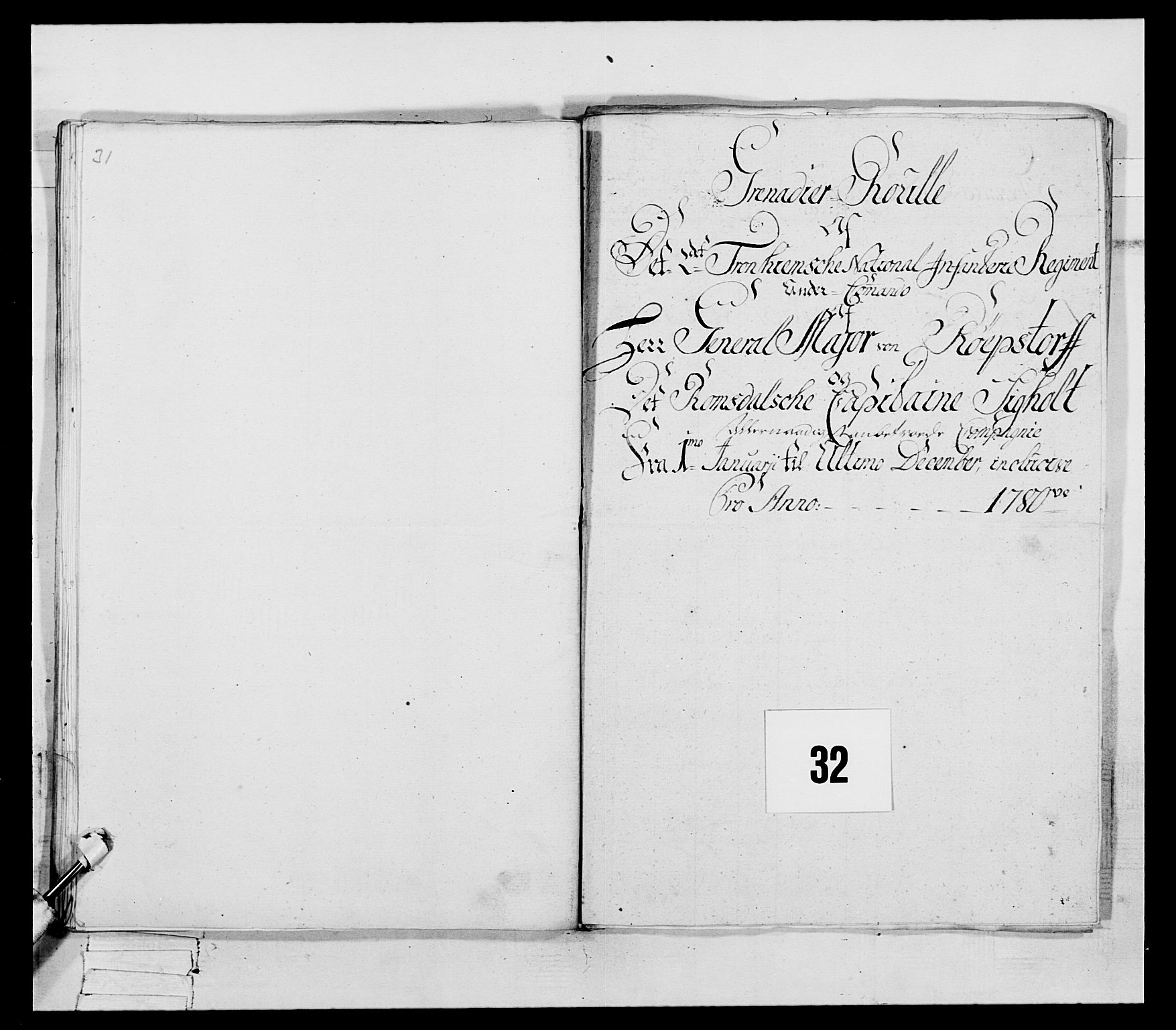 Generalitets- og kommissariatskollegiet, Det kongelige norske kommissariatskollegium, AV/RA-EA-5420/E/Eh/L0078: 2. Trondheimske nasjonale infanteriregiment, 1779-1780, s. 149