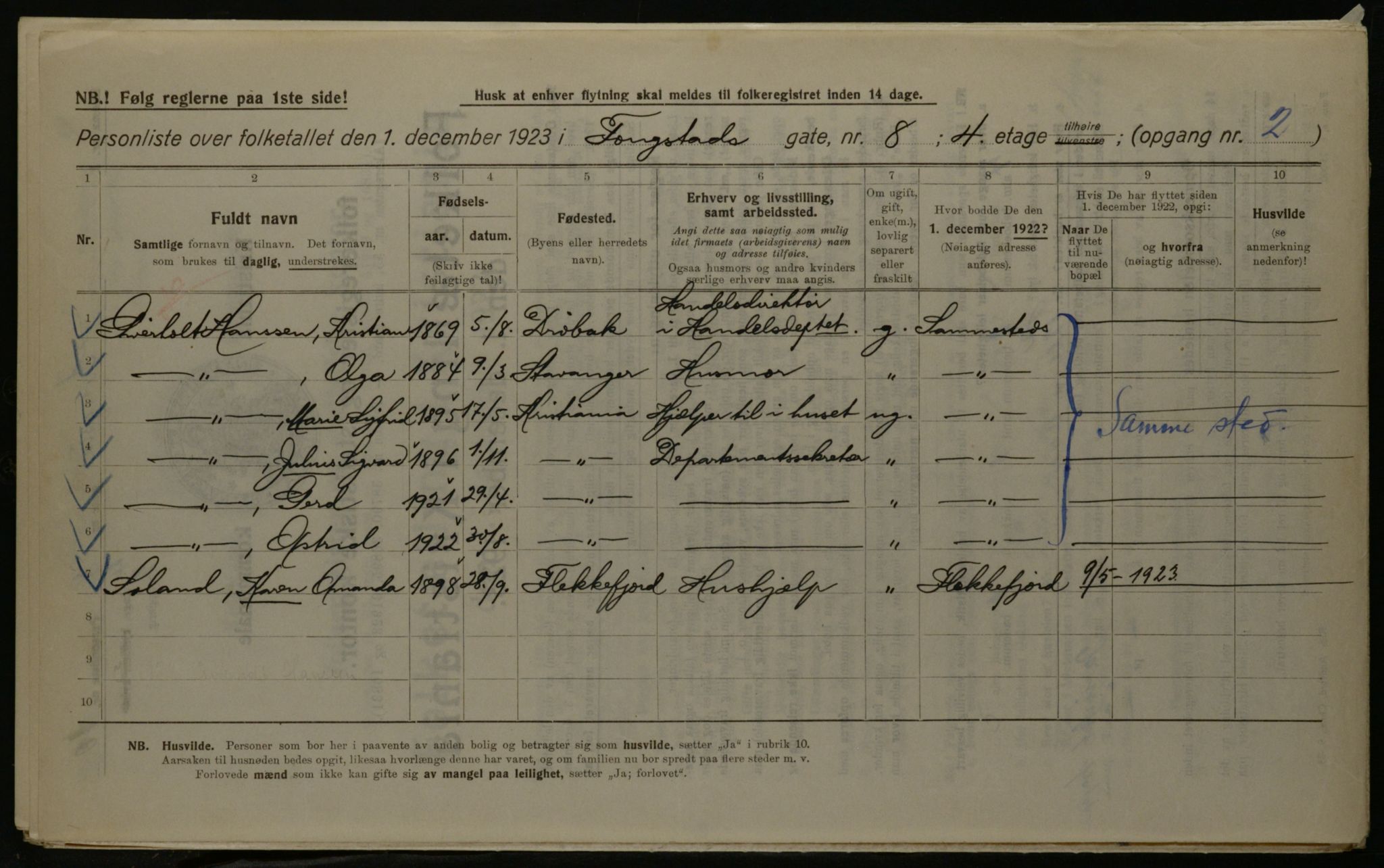 OBA, Kommunal folketelling 1.12.1923 for Kristiania, 1923, s. 28391