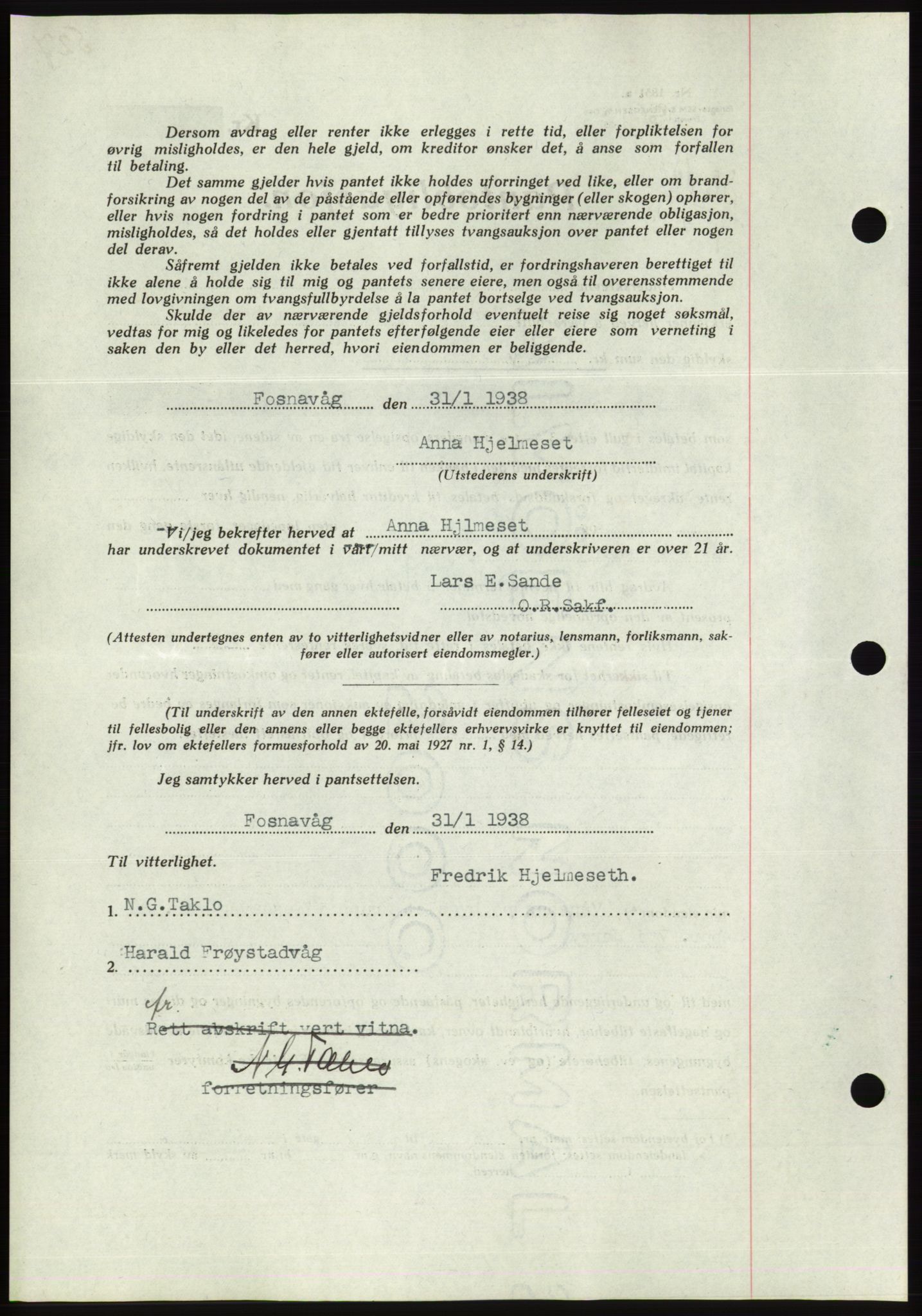 Søre Sunnmøre sorenskriveri, AV/SAT-A-4122/1/2/2C/L0064: Pantebok nr. 58, 1937-1938, Dagboknr: 151/1938