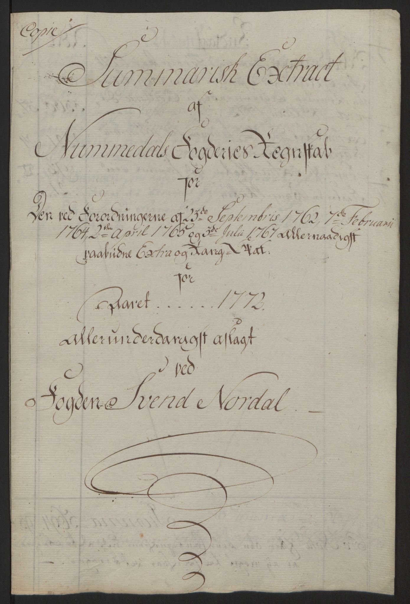 Rentekammeret inntil 1814, Reviderte regnskaper, Fogderegnskap, RA/EA-4092/R64/L4502: Ekstraskatten Namdal, 1762-1772, s. 424