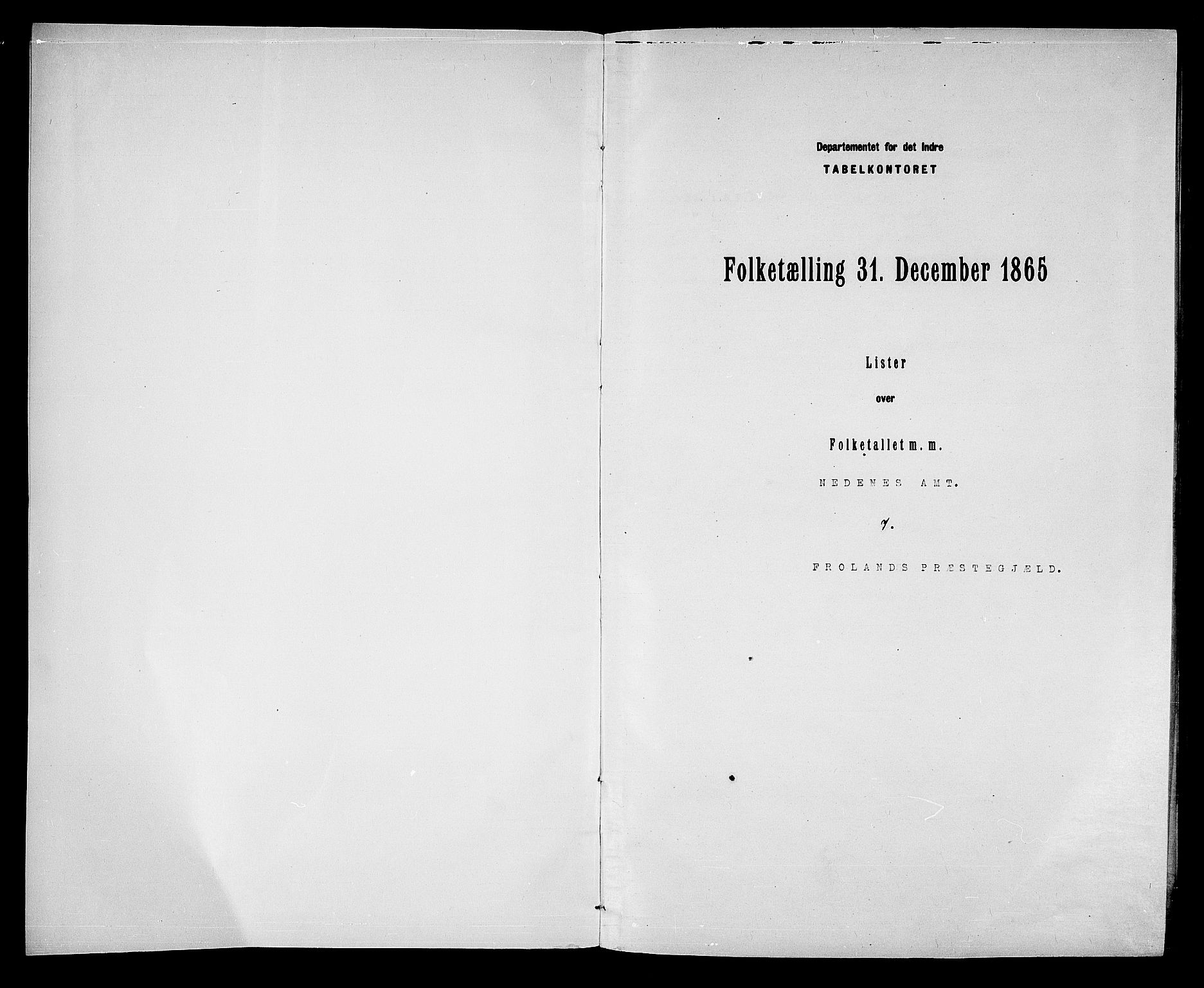 RA, Folketelling 1865 for 0919P Froland prestegjeld, 1865, s. 3