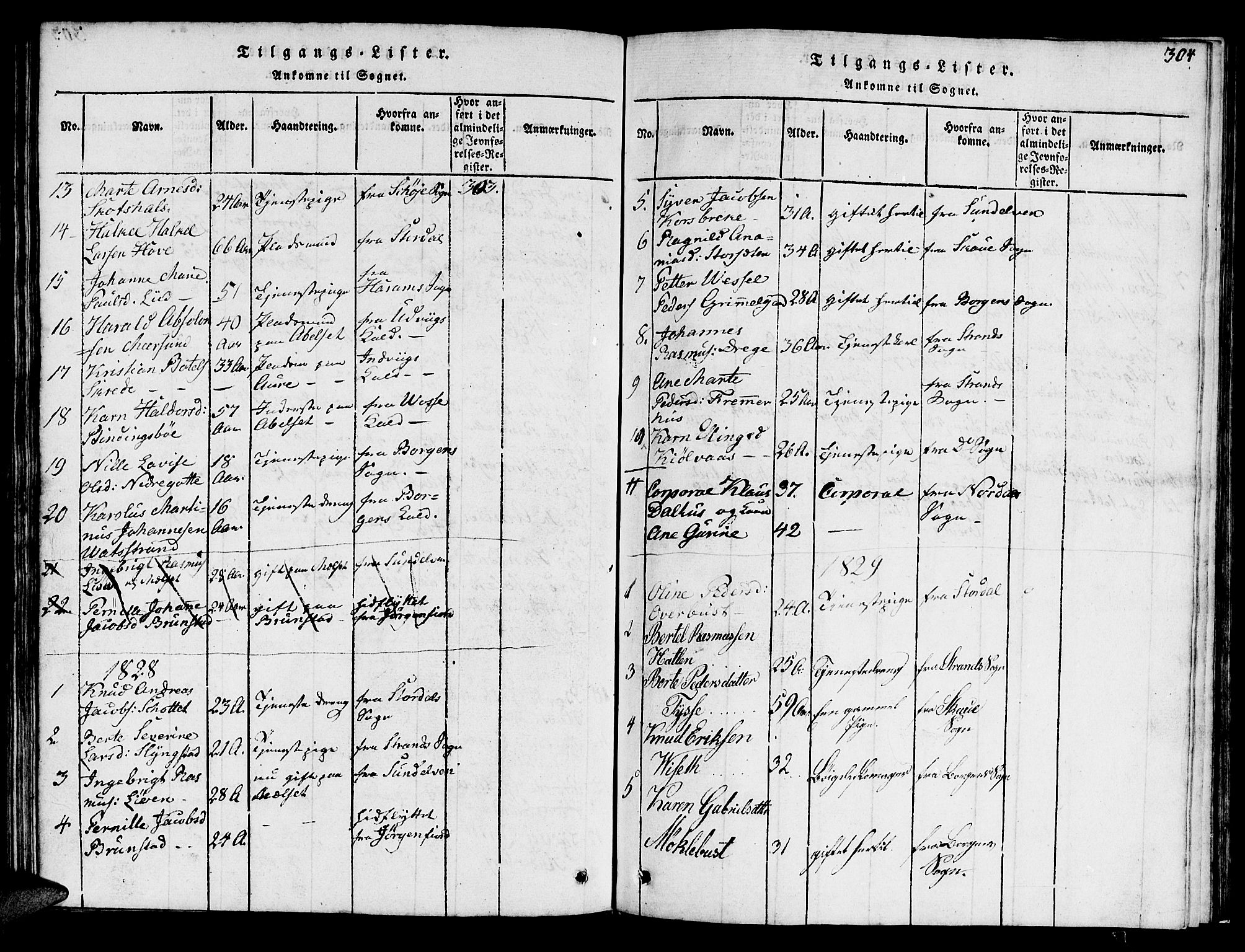 Ministerialprotokoller, klokkerbøker og fødselsregistre - Møre og Romsdal, AV/SAT-A-1454/522/L0322: Klokkerbok nr. 522C01, 1816-1830, s. 304