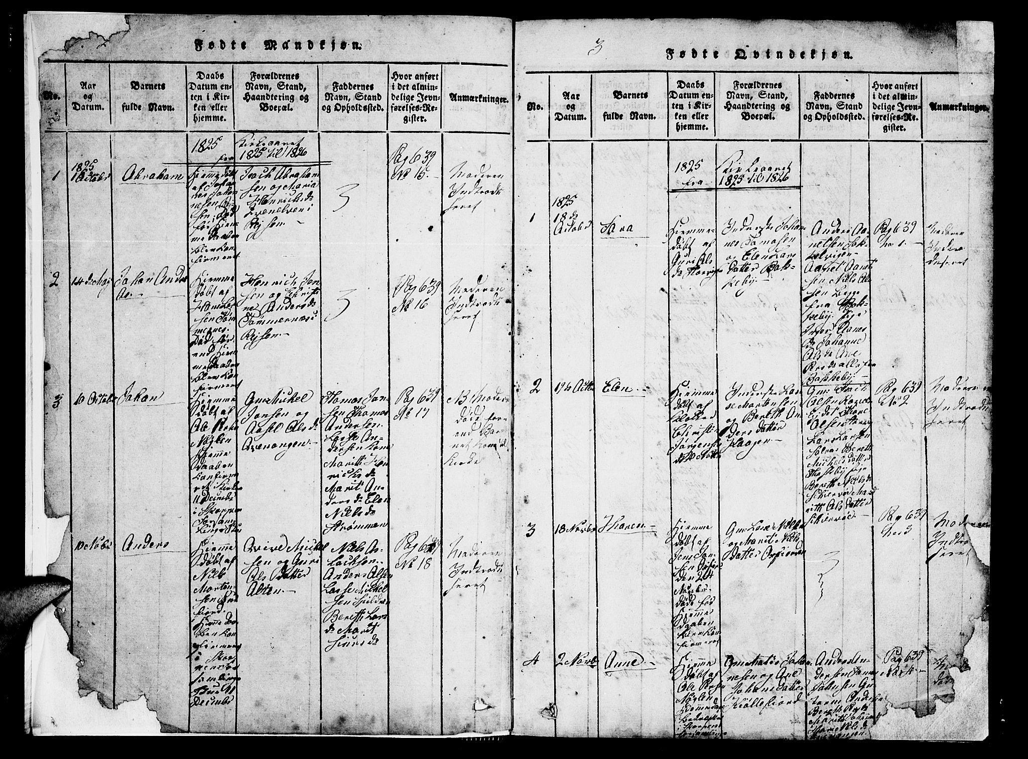 Skjervøy sokneprestkontor, AV/SATØ-S-1300/H/Ha/Hab/L0001klokker: Klokkerbok nr. 1, 1825-1838, s. 2-3