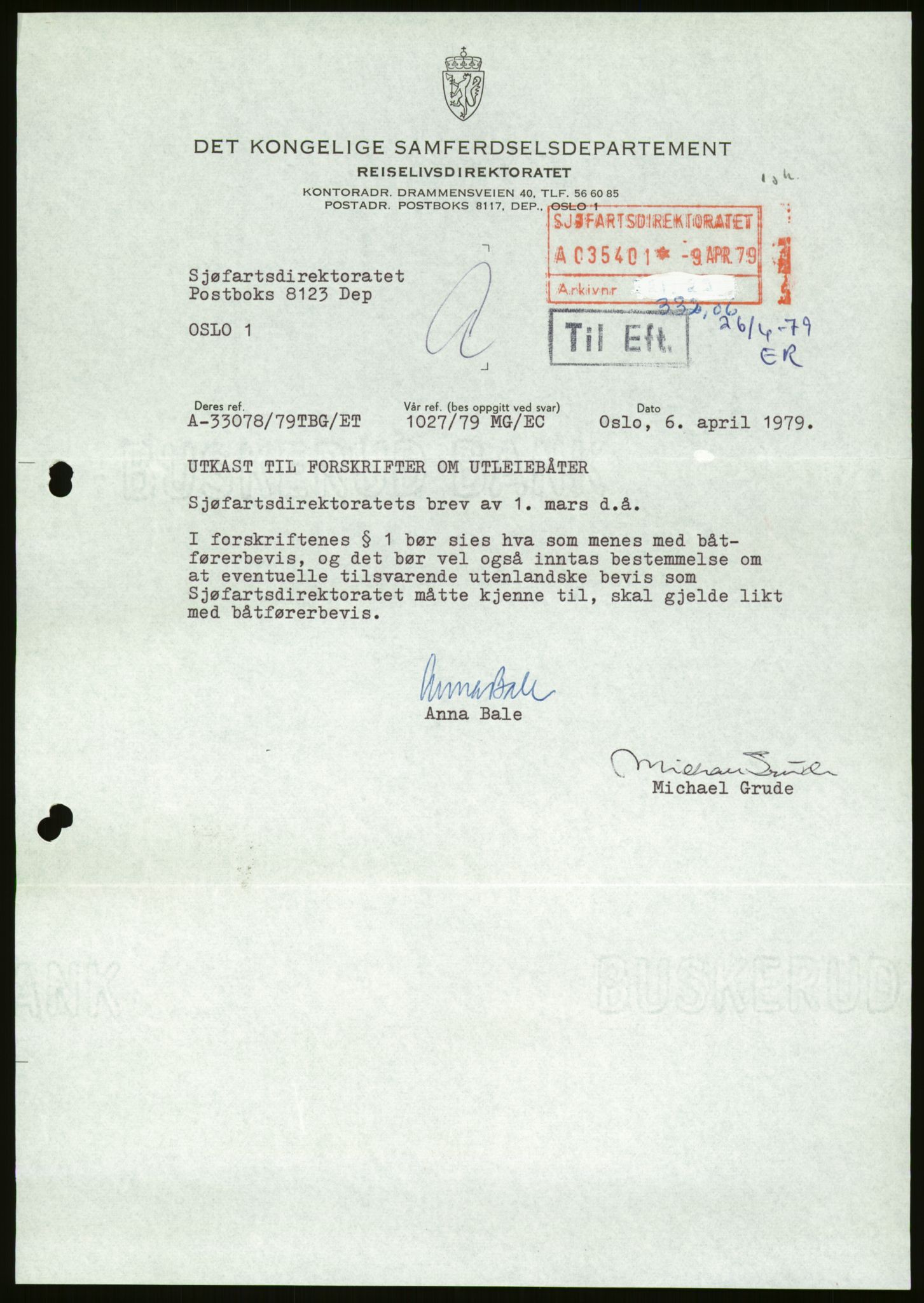 Sjøfartsdirektoratet med forløpere, generelt arkiv, AV/RA-S-1407/D/Du/Duc/L0642/0001: Skipskontrollen - Forskrifter / Forskrift om utleiebåter (2 mapper), 1978-1987, s. 369