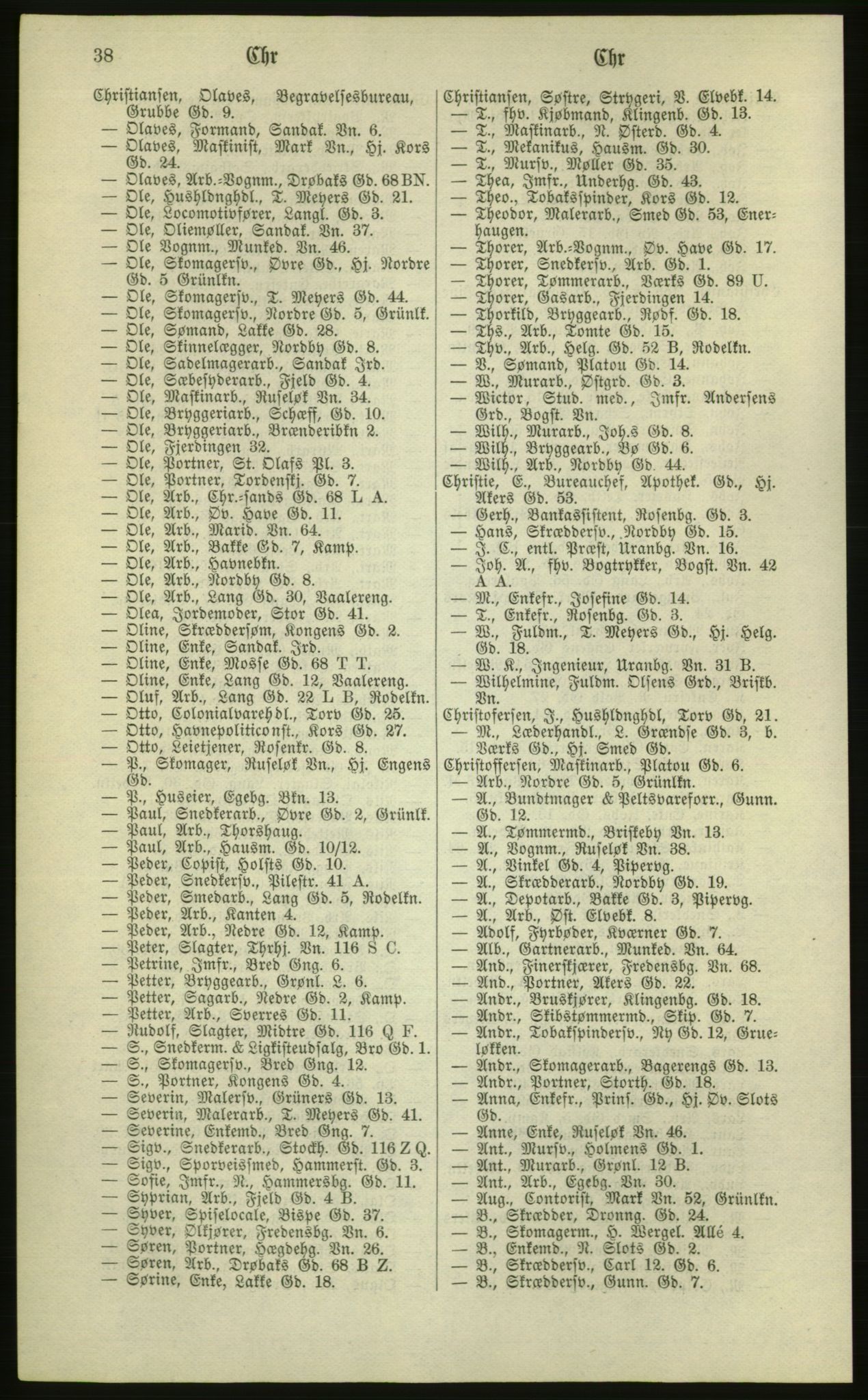 Kristiania/Oslo adressebok, PUBL/-, 1881, s. 38